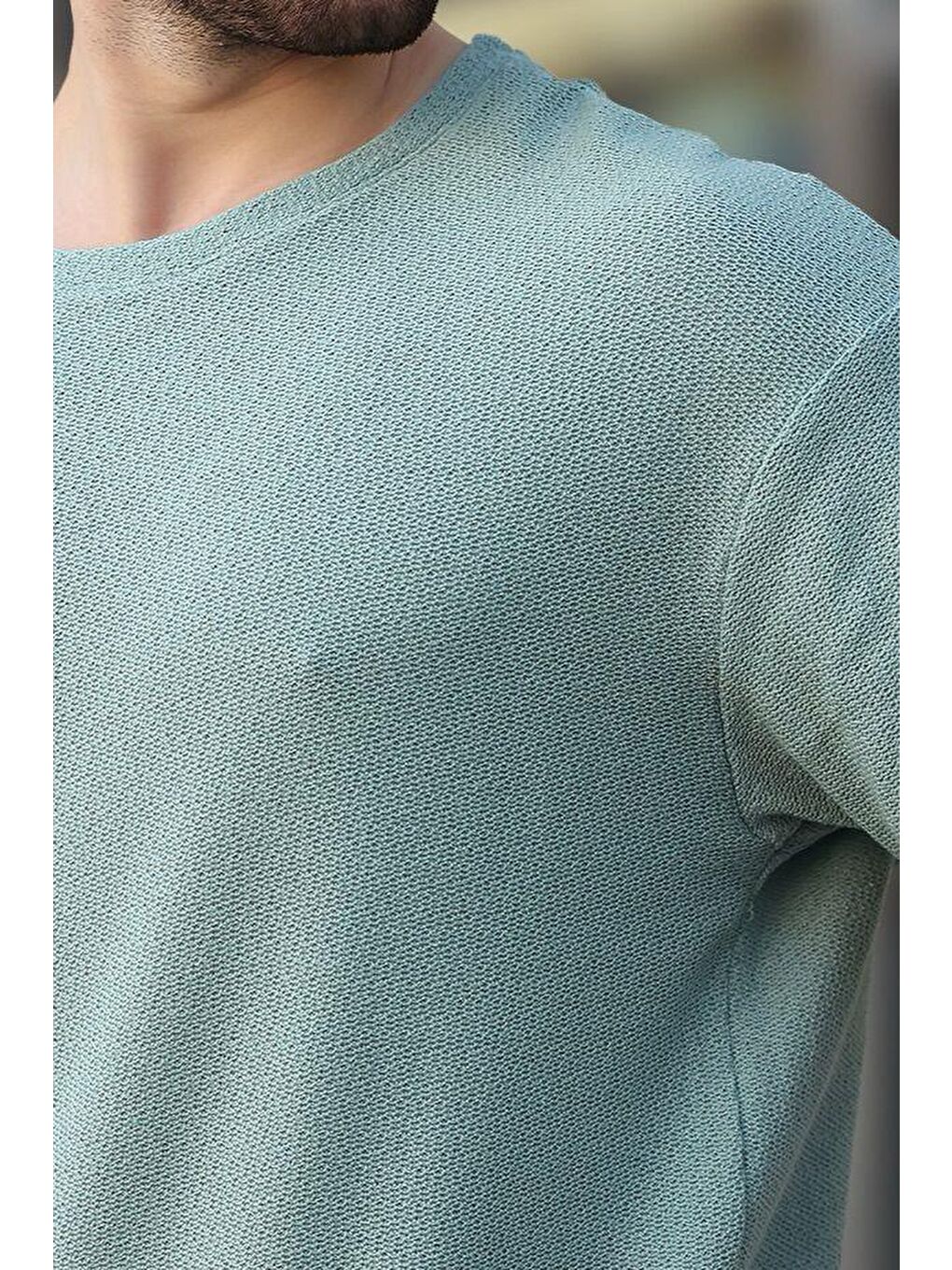 Mint Yeşili Bisiklet Yaka Oversize Erkek T-Shirt E7134-2