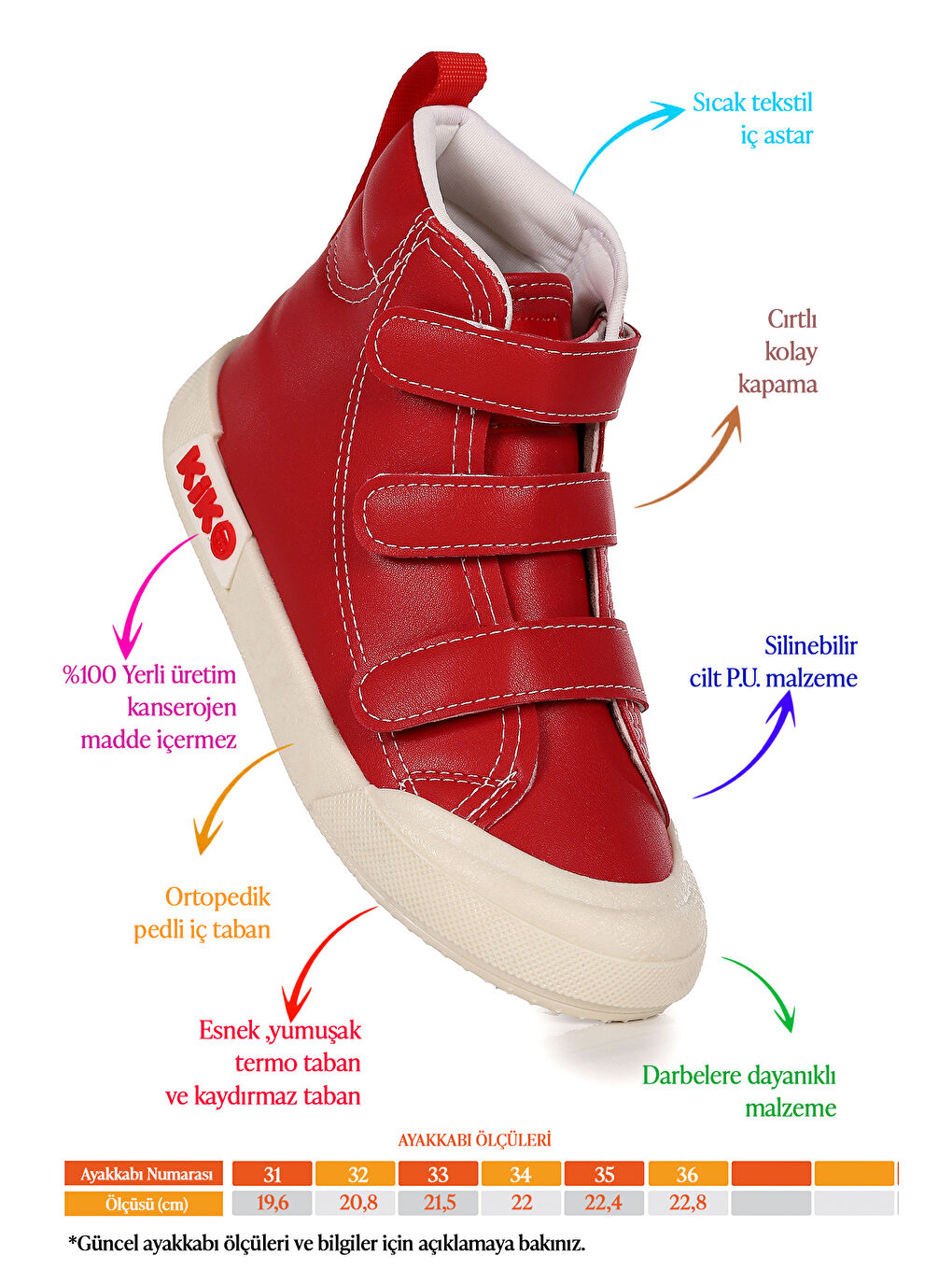 Kırmızı Garf Günlük Cırtlı Kız Çocuk Bot Ayakkabı-1