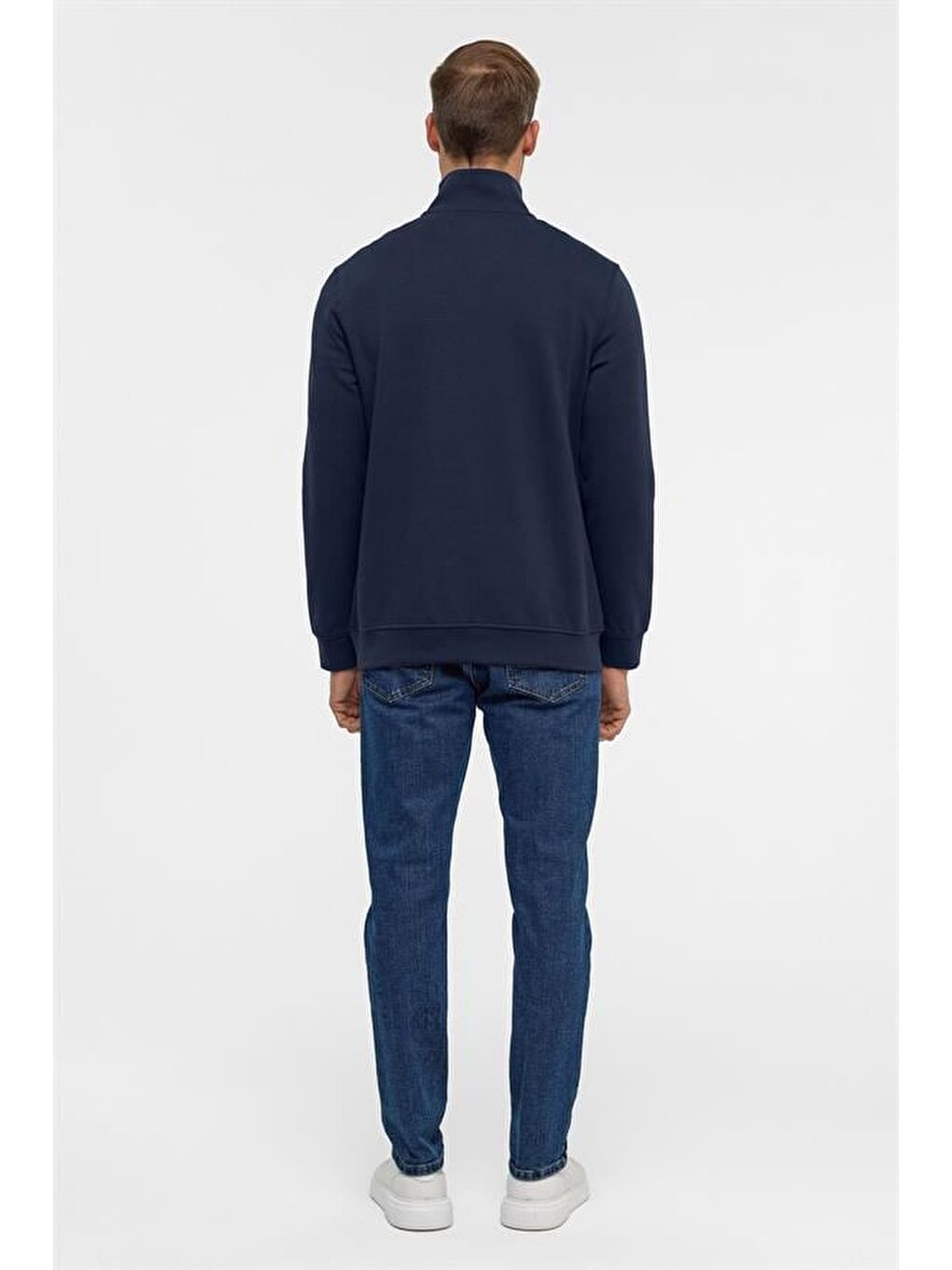 Lacivert Regular Düz Yarım Balıkçı Yaka Sweatshirt-10