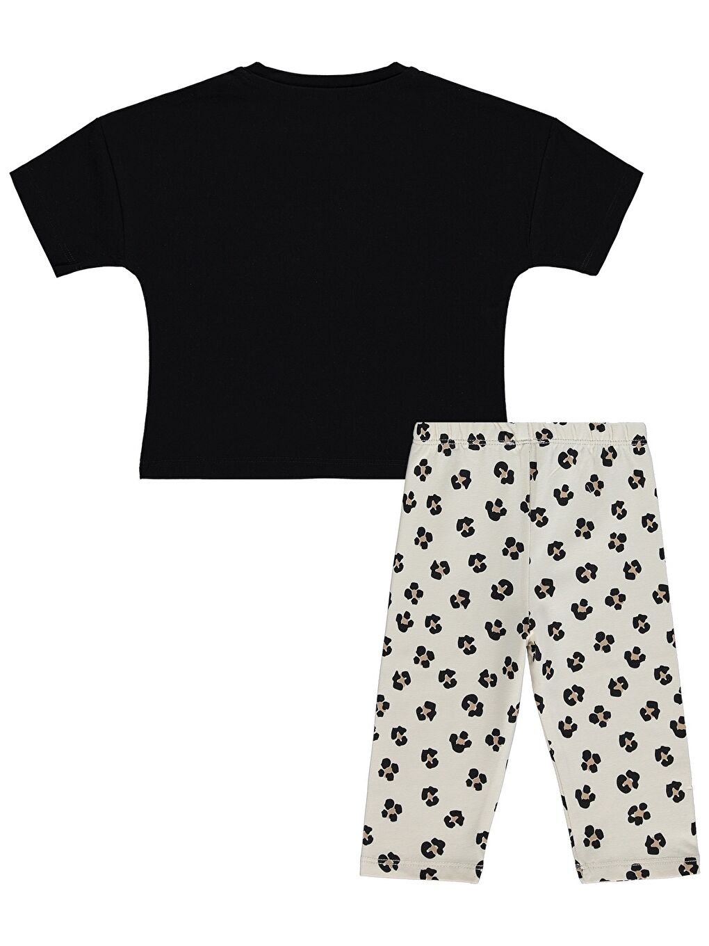 Girls Leopar Ayıcık Desenli 2-5 Yaş Takım - Siyah-1