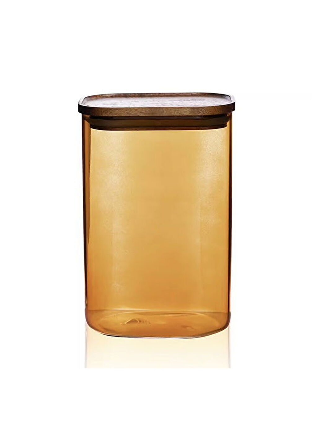 Sarı Akasya Dikdörtgen Cam Kavanoz - Amber - 1,2 lt