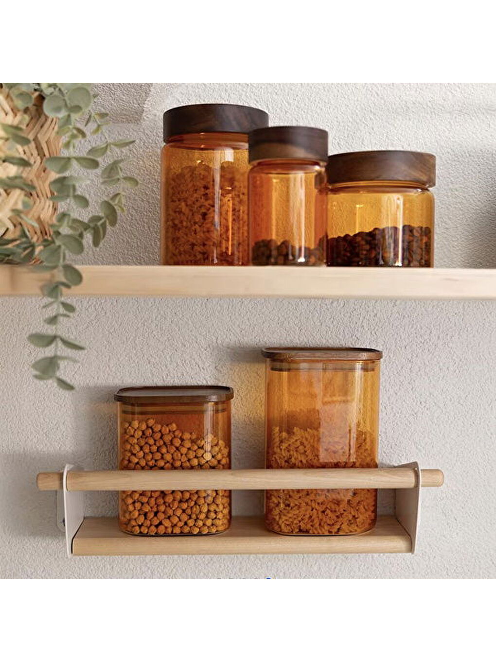 Sarı Akasya Dikdörtgen Cam Kavanoz - Amber - 1,2 lt-1