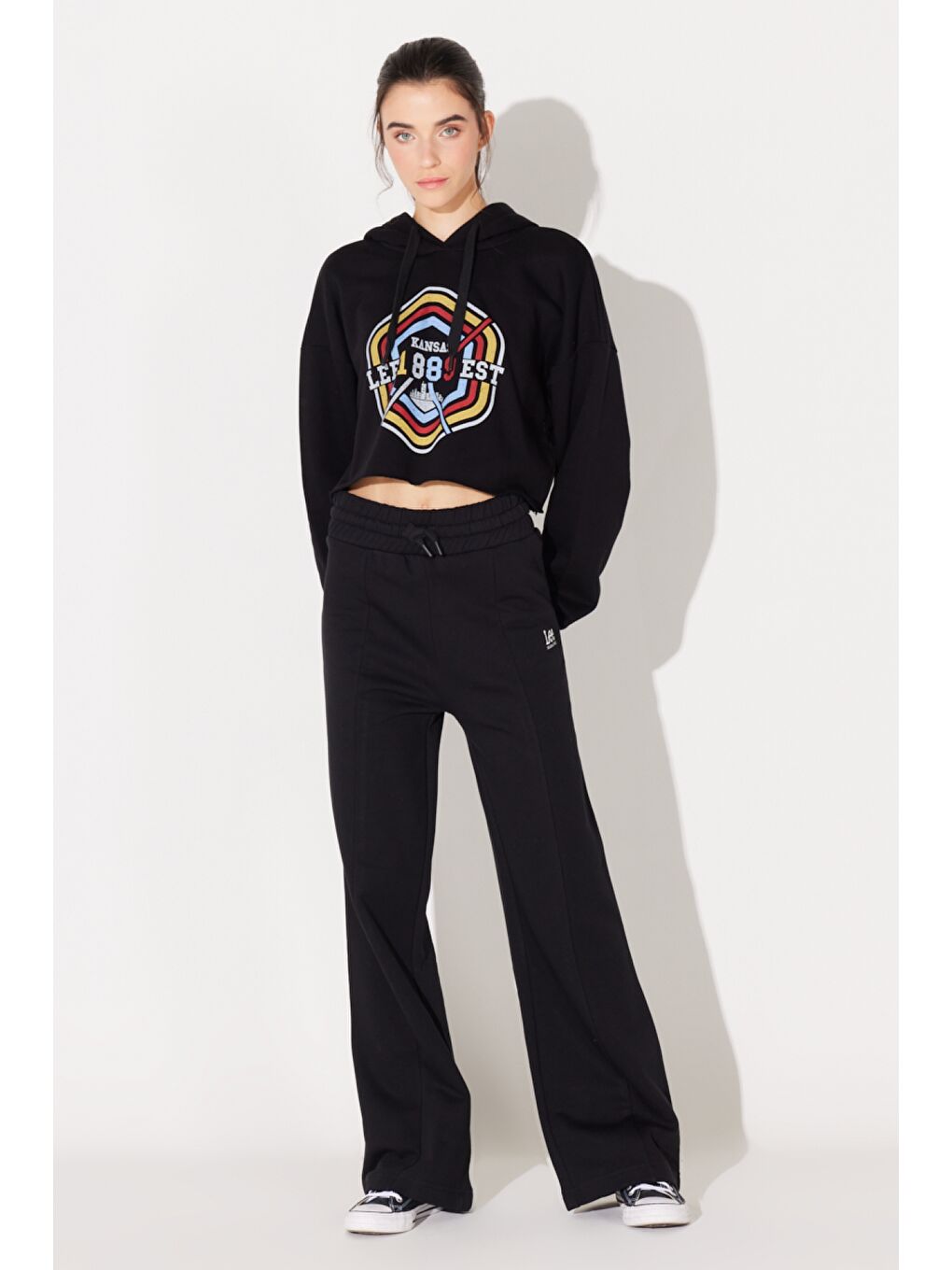 Regular Fit Normal Kesim Kapüşonlu Şardonlu Siyah Sweatshirt-3