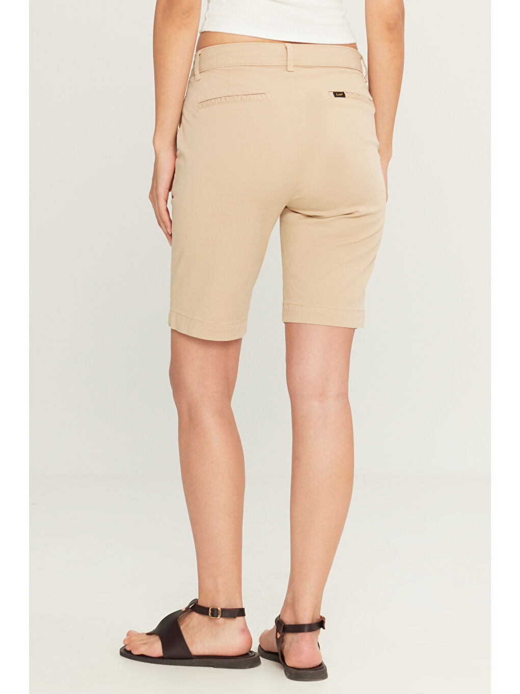 Bej Regular Fit Normal Kesim Normal Bel Taş Rengi Chino Şort-3