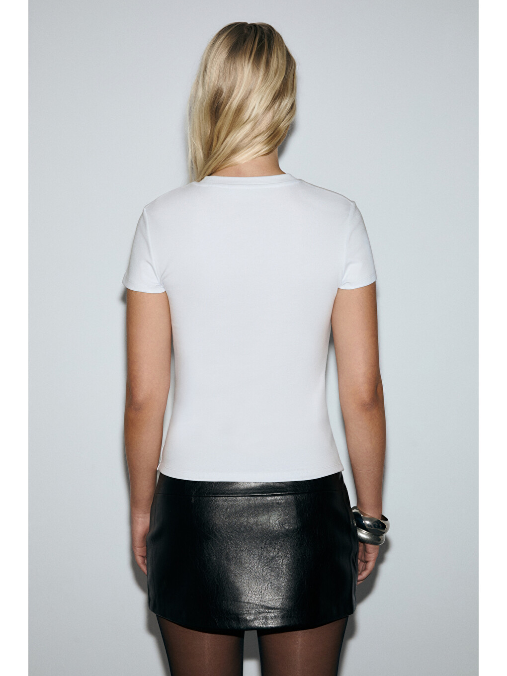 Beyaz CASSELINA Kadın Yumuşak Ve Esnek Kumaşlı Baskı Detaylı Bisiklet Yakalı BEYAZ T-Shirt-4
