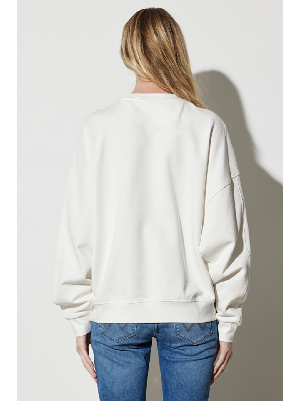 Regular Fit Normal Kesim %100 Pamuk Bisiklet Yaka Beyaz Sweatshirt-7