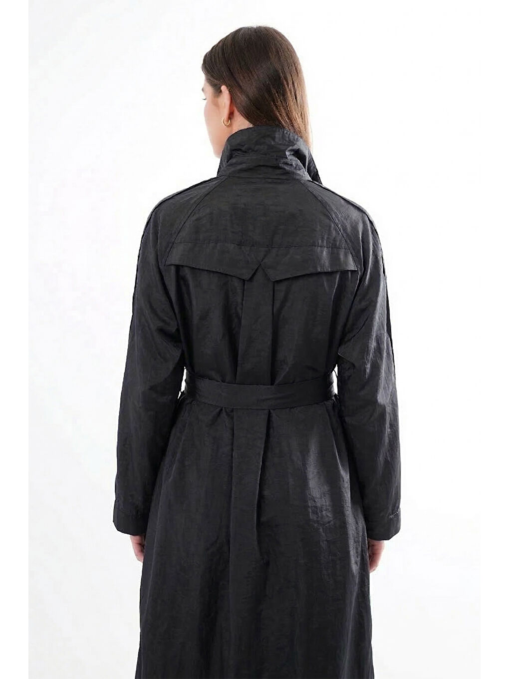 Kolu Çıtçıt Detay Önden Fermuarlı Safari Kap Ceket 820 Siyah-2