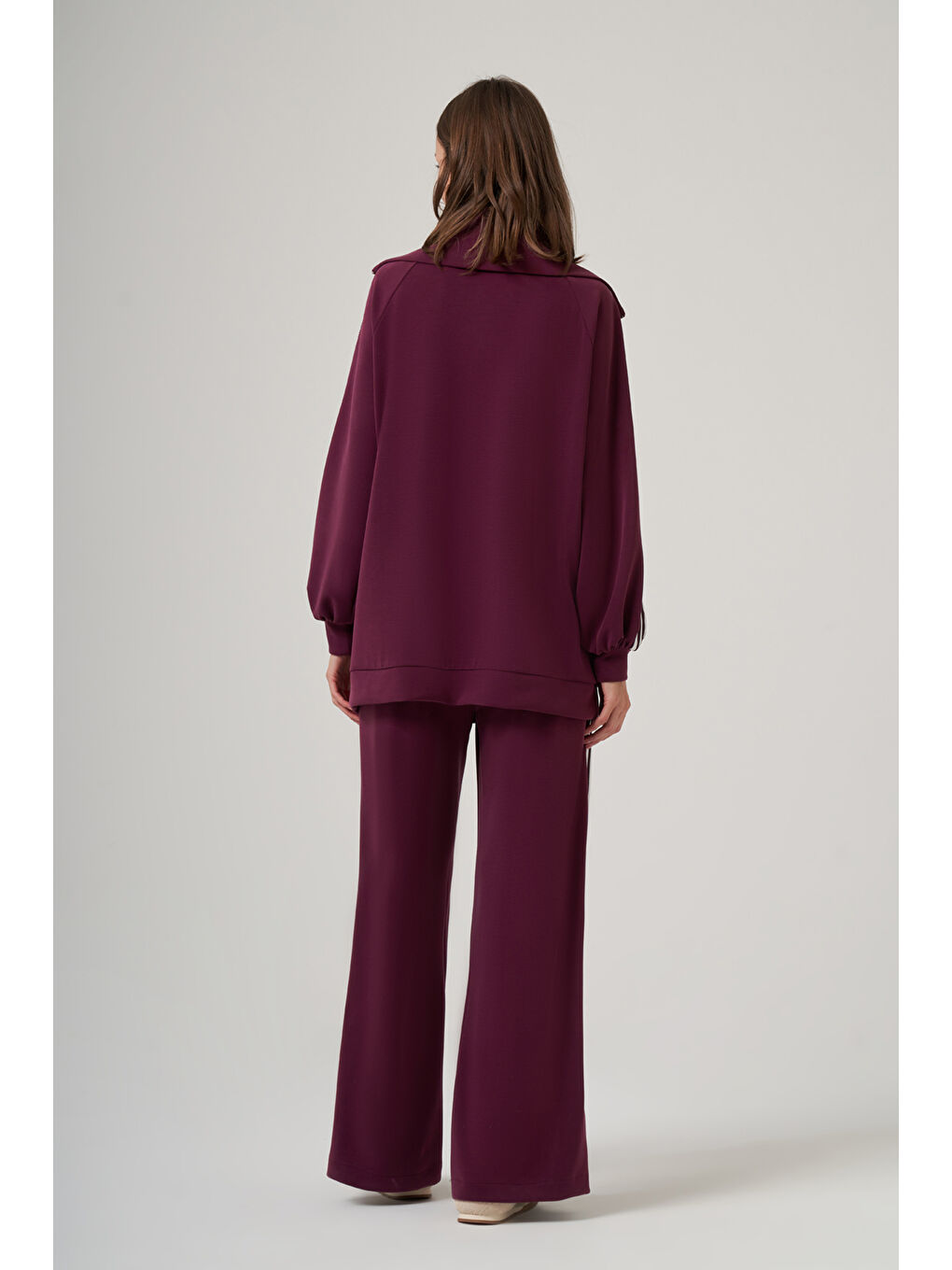 Şerit Detay Tunik Pantolon Takım 1093 Mürdüm-2