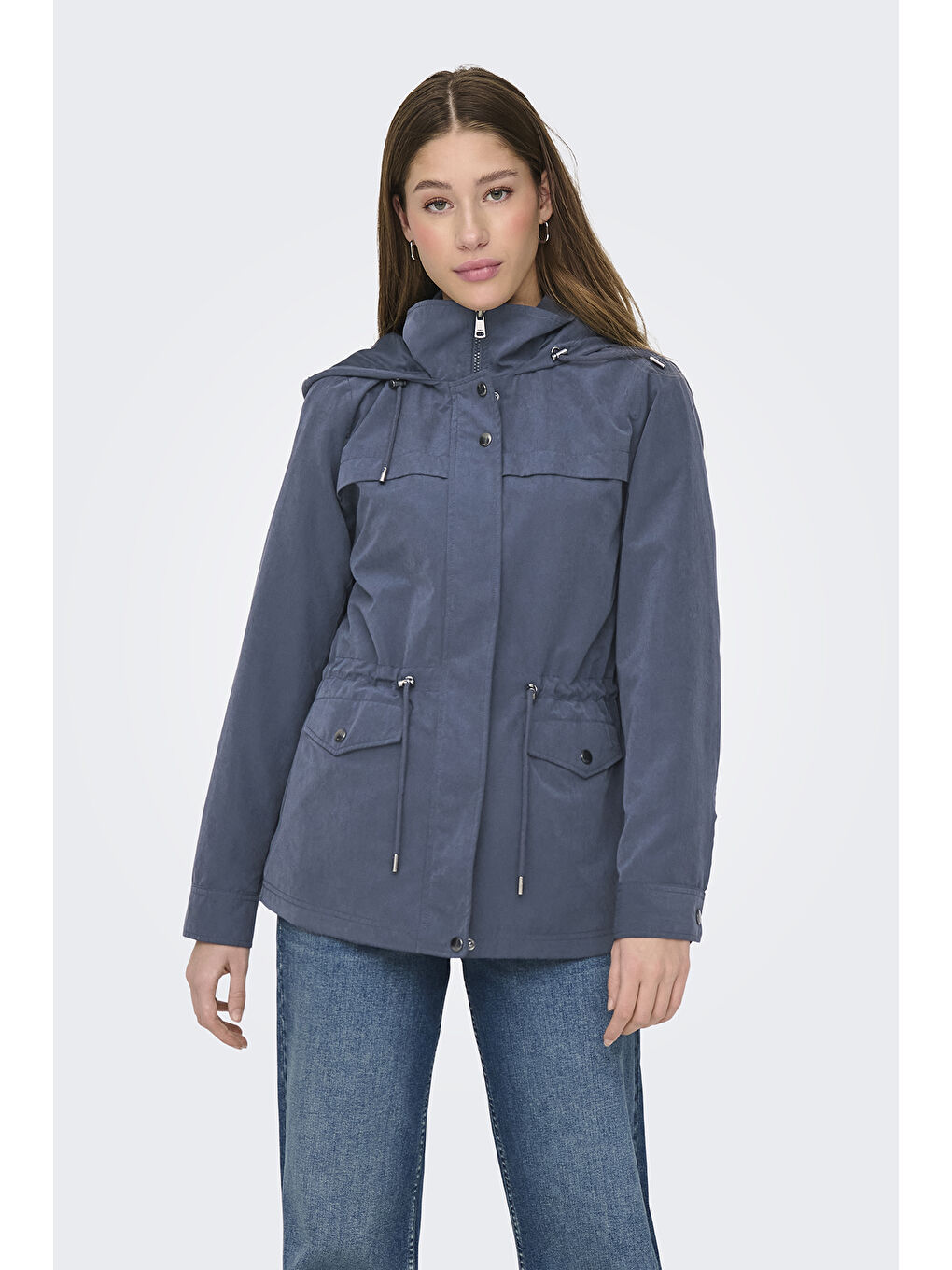 Only Indigo Onlnewstarline Regular Fit Kapüşonlu Cepli Mevsimlik Kadın Mont 15218612