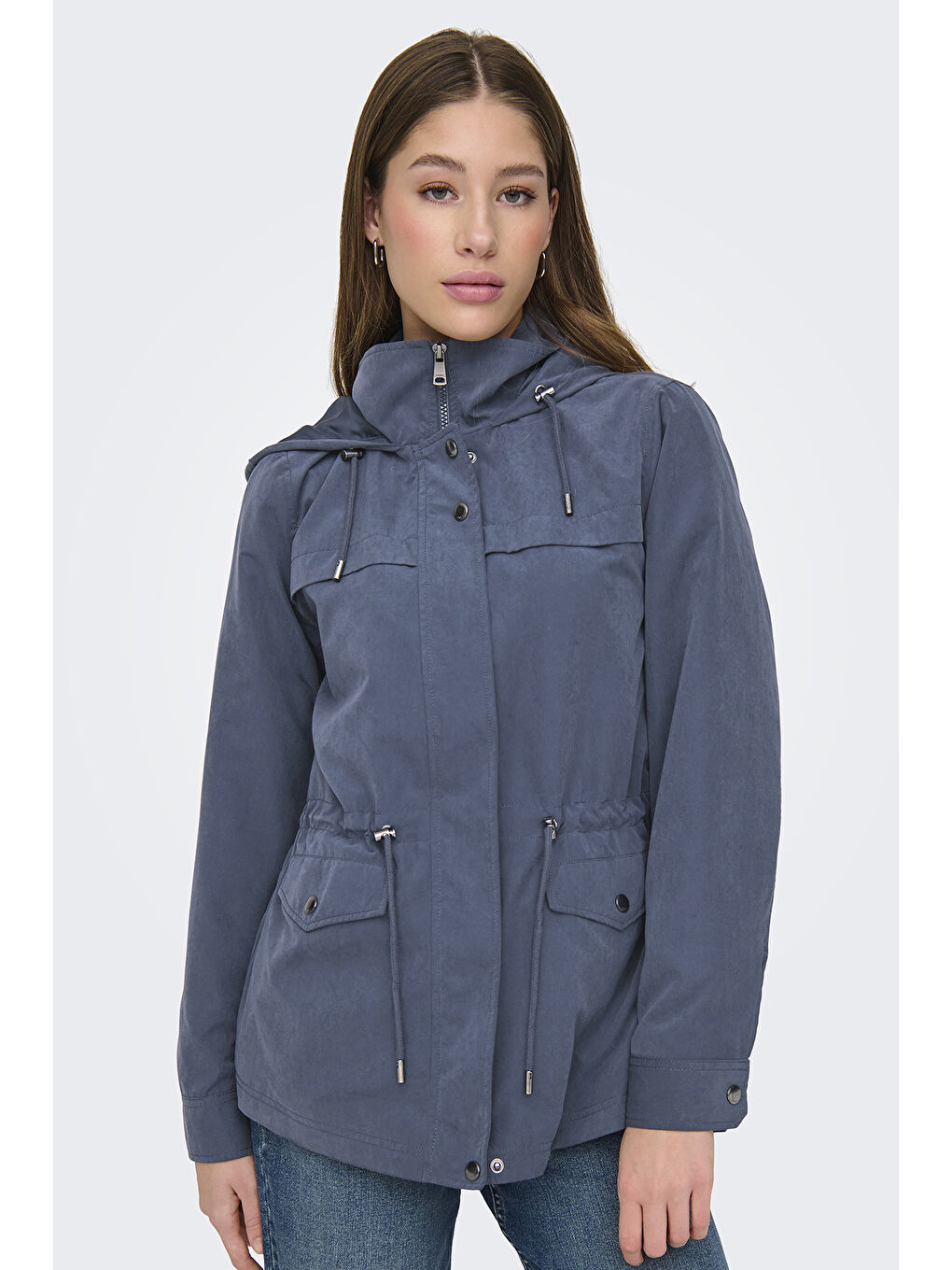 Only Indigo Onlnewstarline Regular Fit Kapüşonlu Cepli Mevsimlik Kadın Mont 15218612 - 2