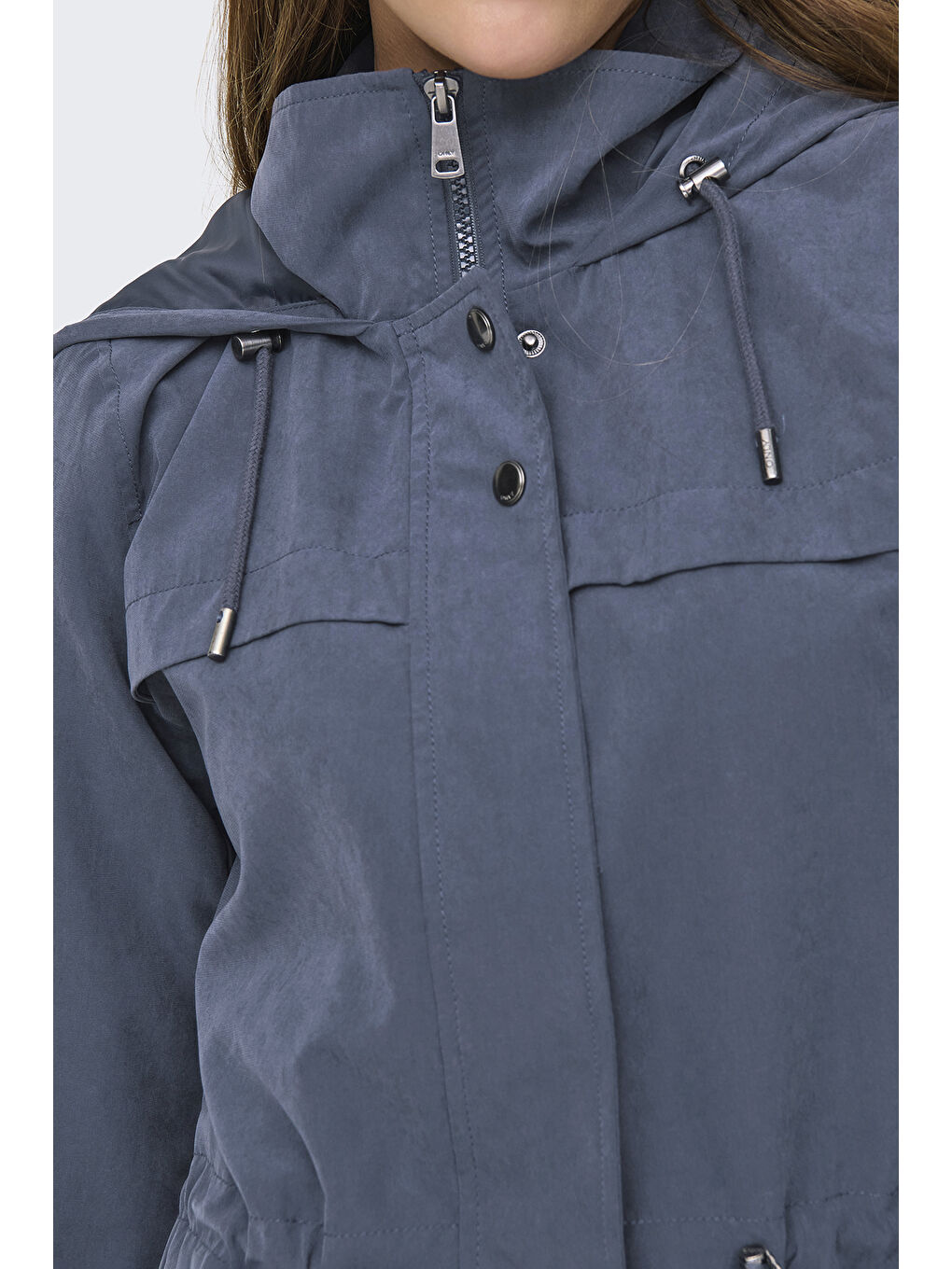 Only Indigo Onlnewstarline Regular Fit Kapüşonlu Cepli Mevsimlik Kadın Mont 15218612 - 3