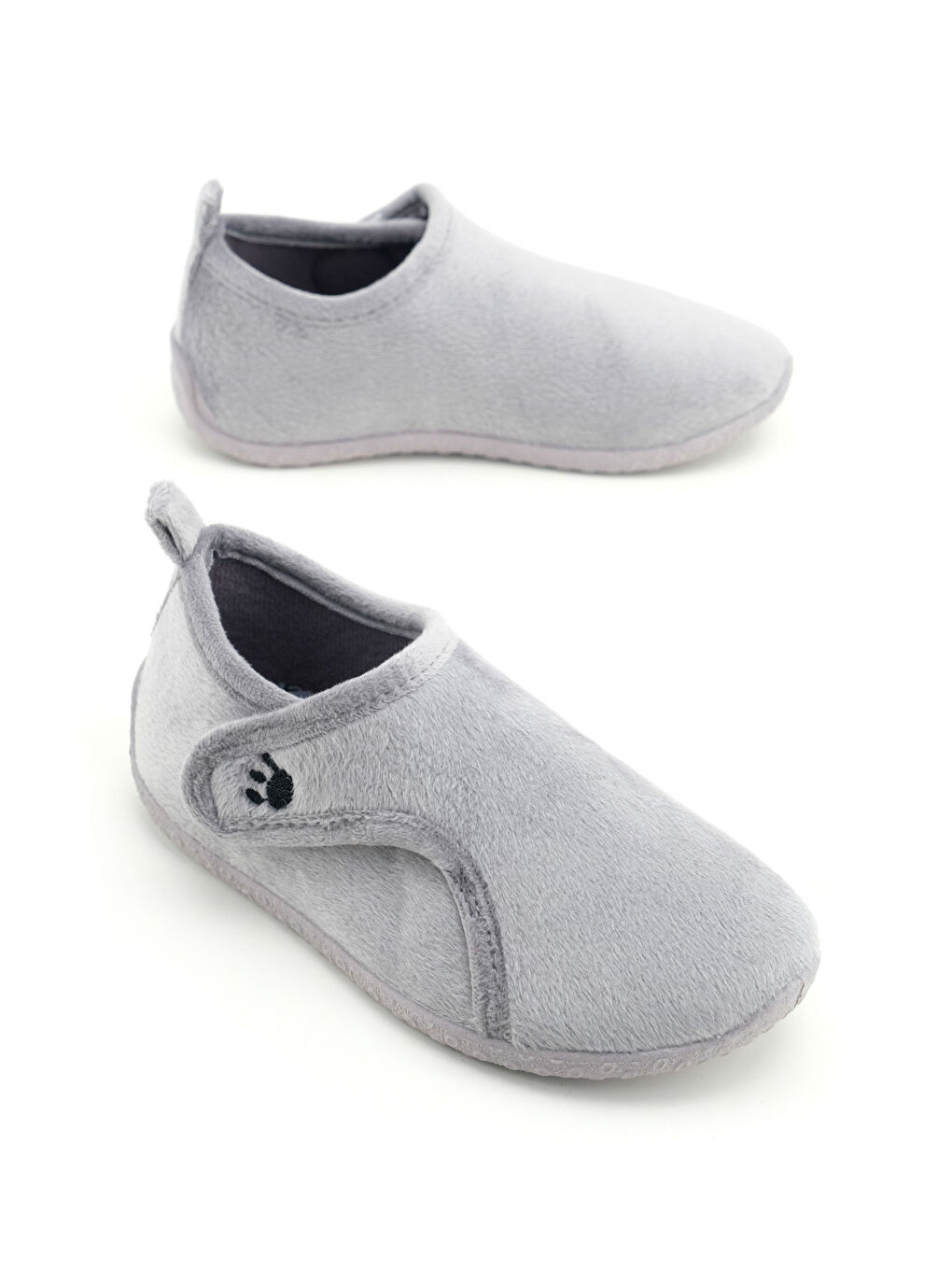 Gri Kışlık Kız Çocuk Rahat Taban Cırt Cırtlı Ayarlanabilir Ev Okul Kreş Panduf Ayakkabı