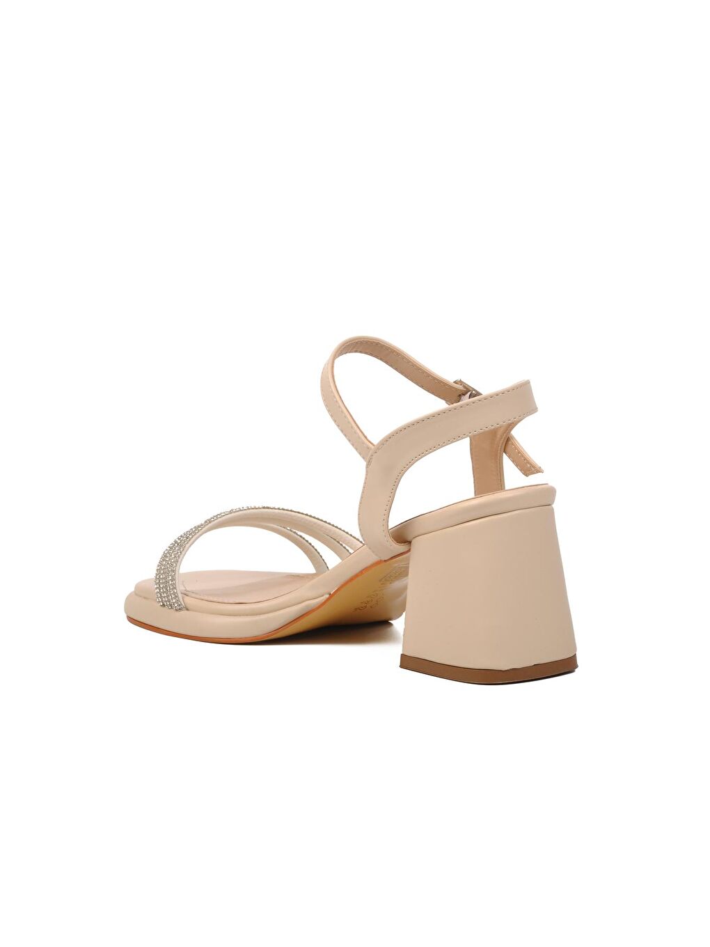 Bej Kadın Taşlı Topuklu Sandalet 284057-3