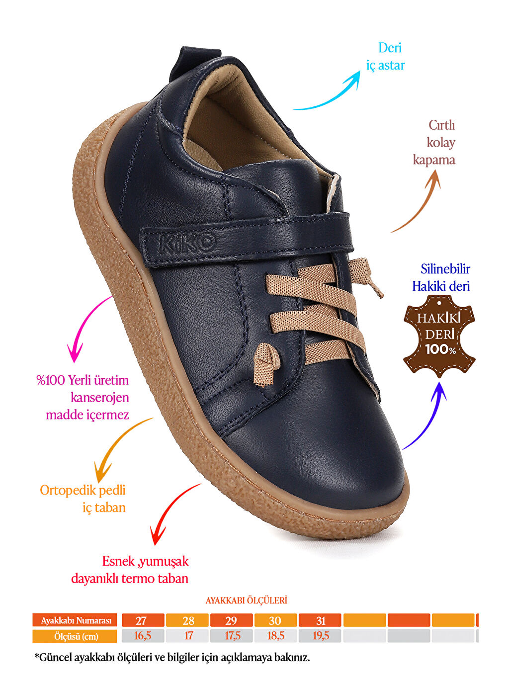 Lacivert Arad %100 Deri Günlük Kız Çocuk Spor Ayakkabı-1