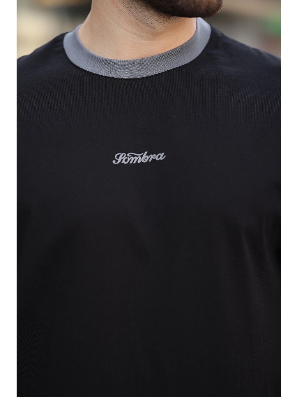 Siyah Baskılı %100 Pamuklu Erkek T-Shirt E7135-2