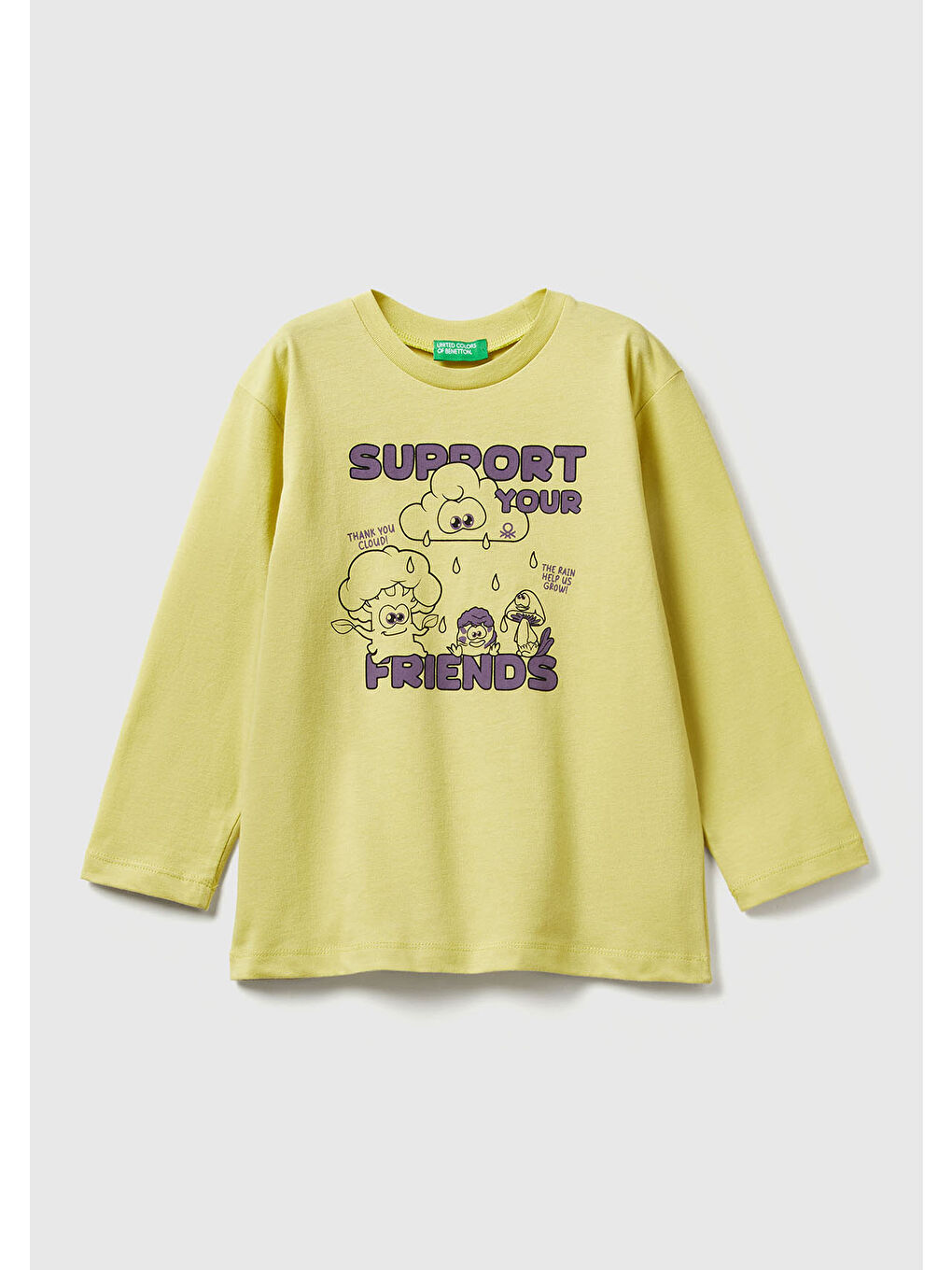 Sarı Erkek Çocuk Hardal Baskılı Relaxed Fit Jarse Uzun Kollu T-shirt