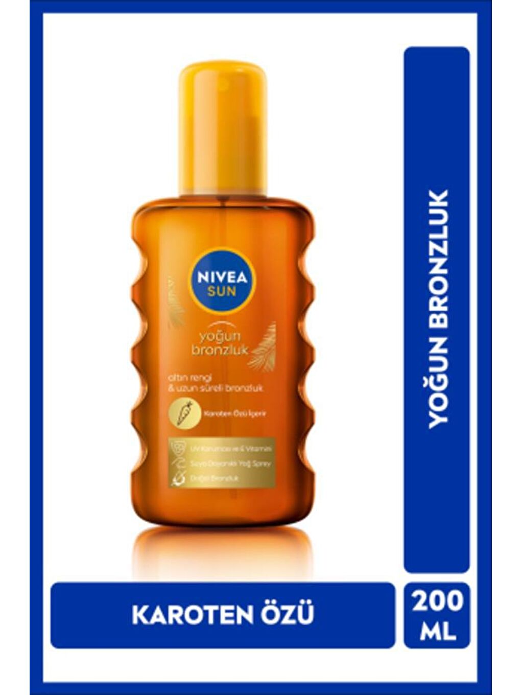 NIVEA Şeffaf Sun Spf6 Karoten Özlü Yoğun Bronzlaştırıcı Güneş Yağı 200 ml Sprey, E Vitamini İçerir