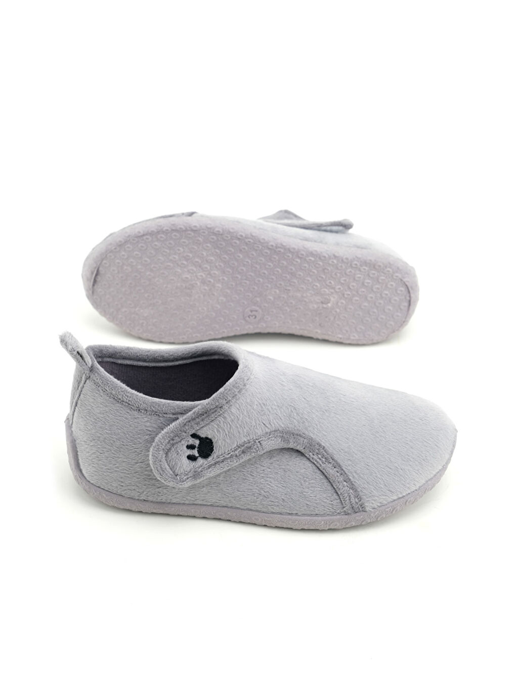 Gri Kışlık Kız Çocuk Rahat Taban Cırt Cırtlı Ayarlanabilir Ev Okul Kreş Panduf Ayakkabı-4