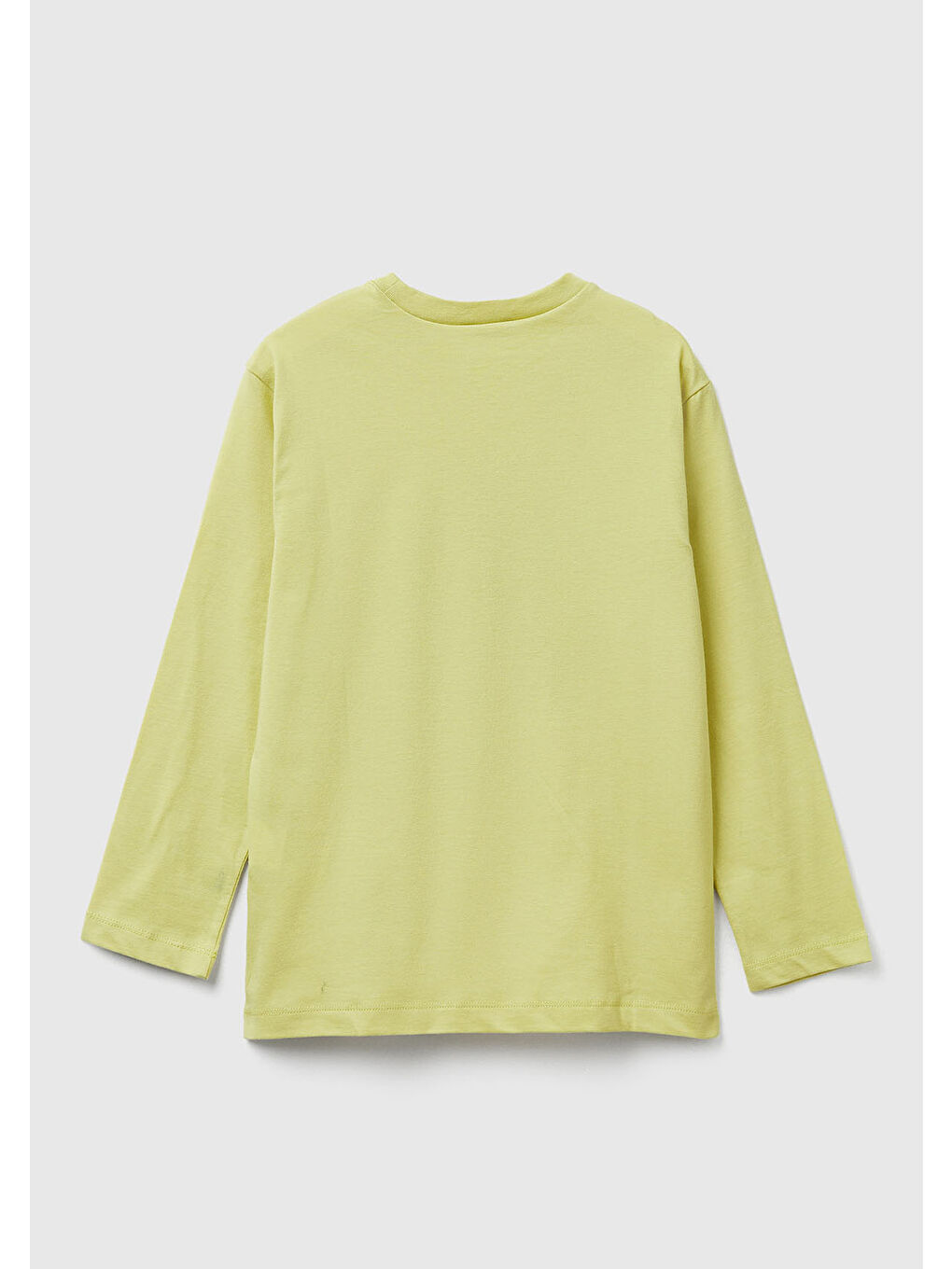 Sarı Erkek Çocuk Hardal Önü Baskılı Bisiklet Yaka Uzun Kollu T-shirt-1
