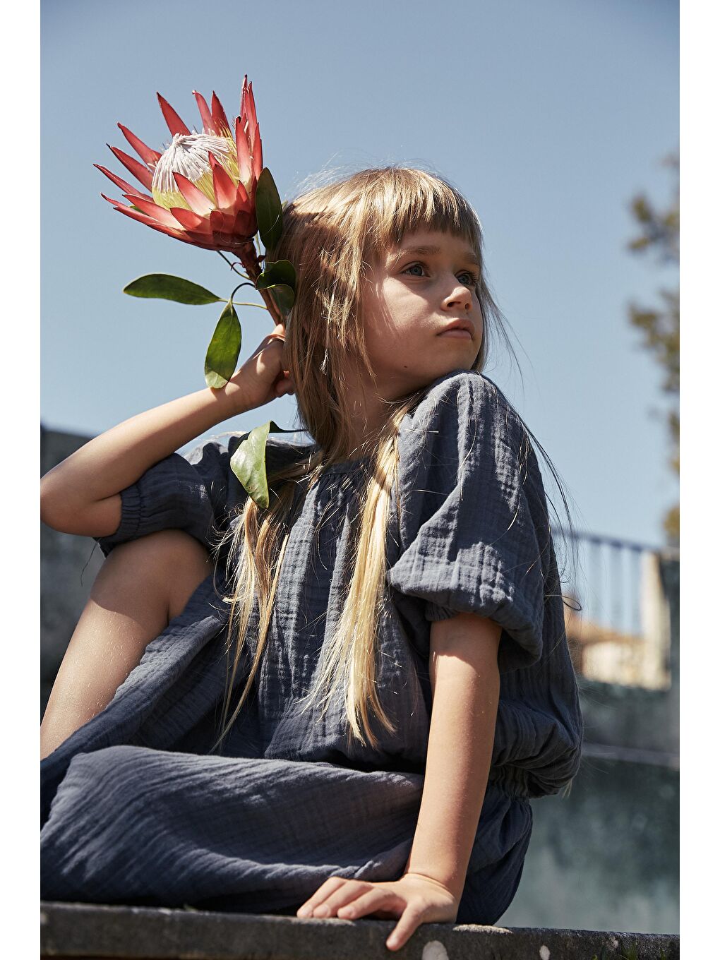 Gri Kız Çocuk Elbise-1