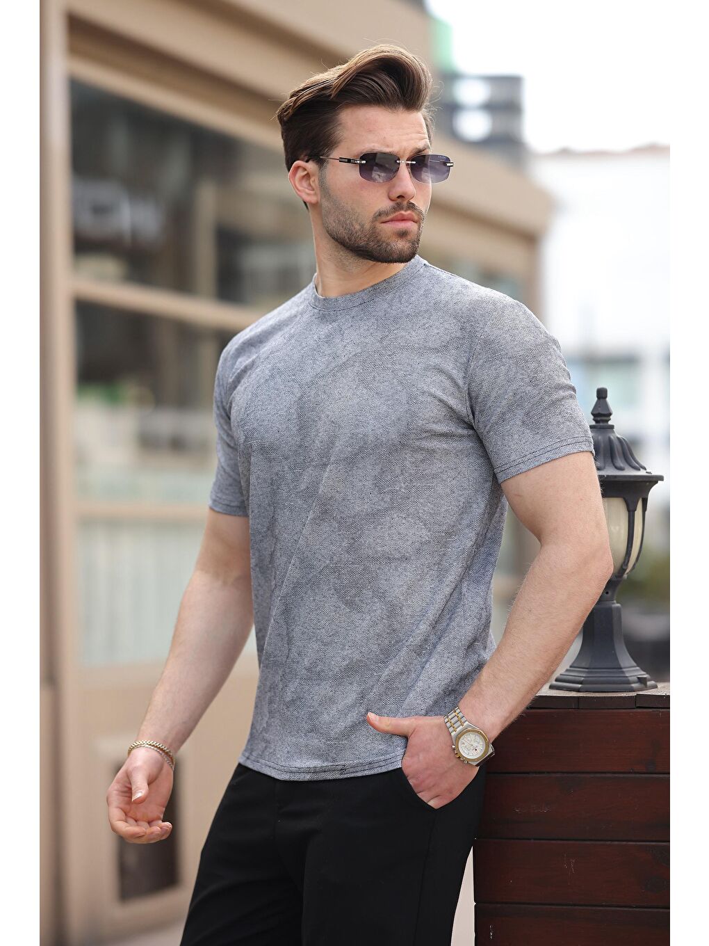 Lacivert Basic Erkek T-Shirt E7131