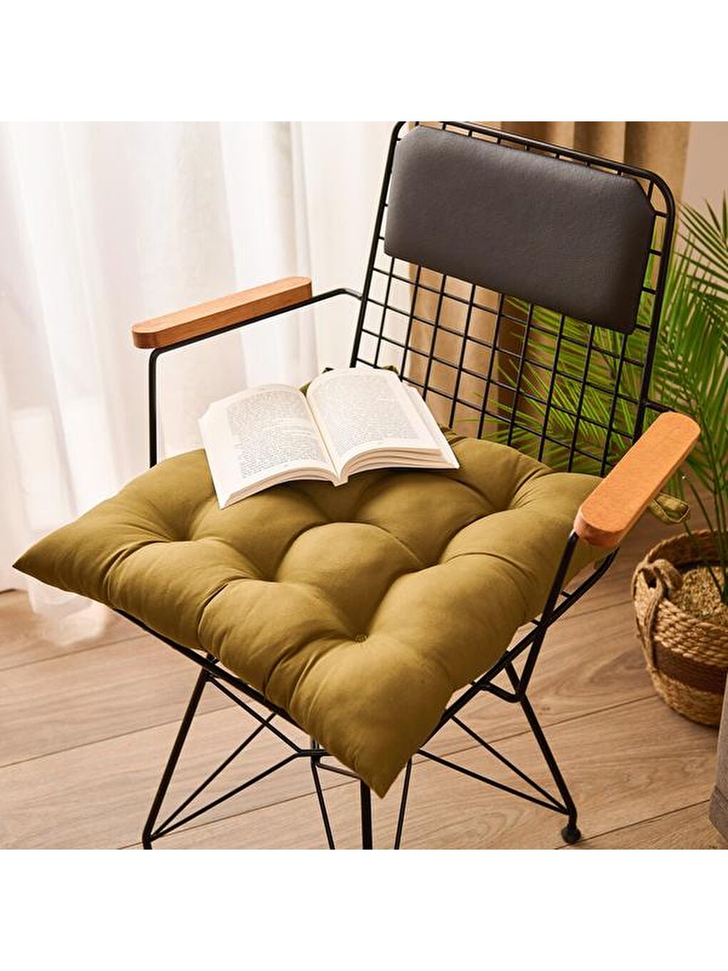 Soft Grand Carre Sandalye Minderi - Haki - 50x50 cm