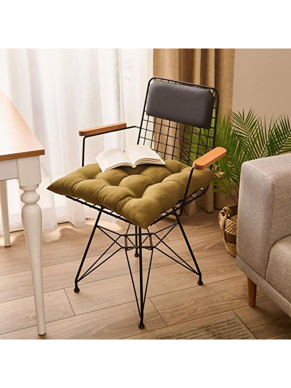 Soft Grand Carre Sandalye Minderi - Haki - 50x50 cm-4