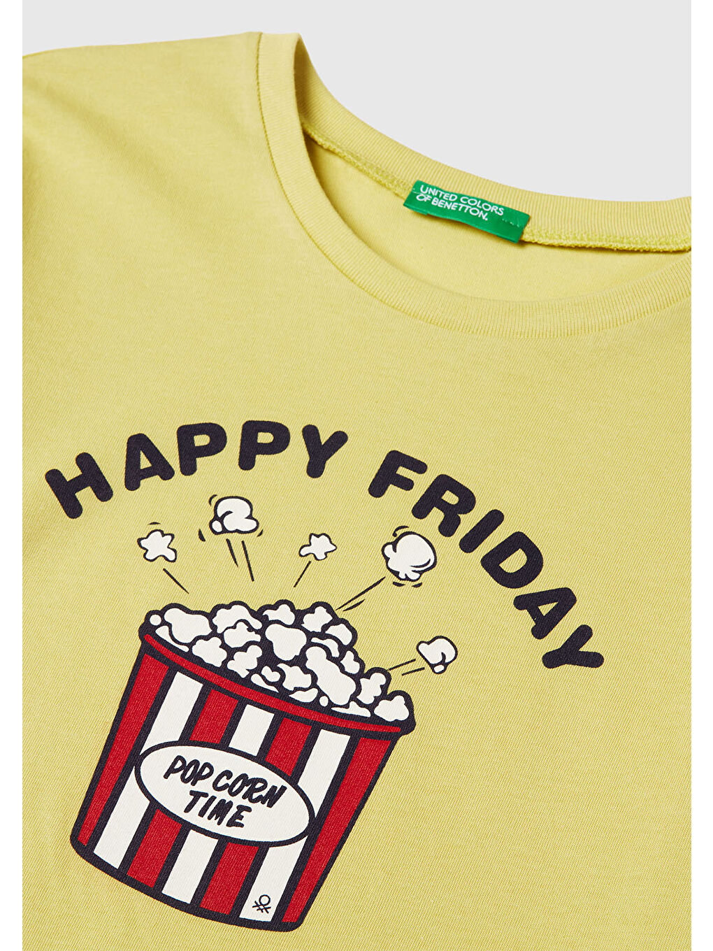 Sarı Kız Çocuk Hardal Önü Baskılı Ribana Yakalı Relaxed Fit Uzun Kollu T-shirt-2