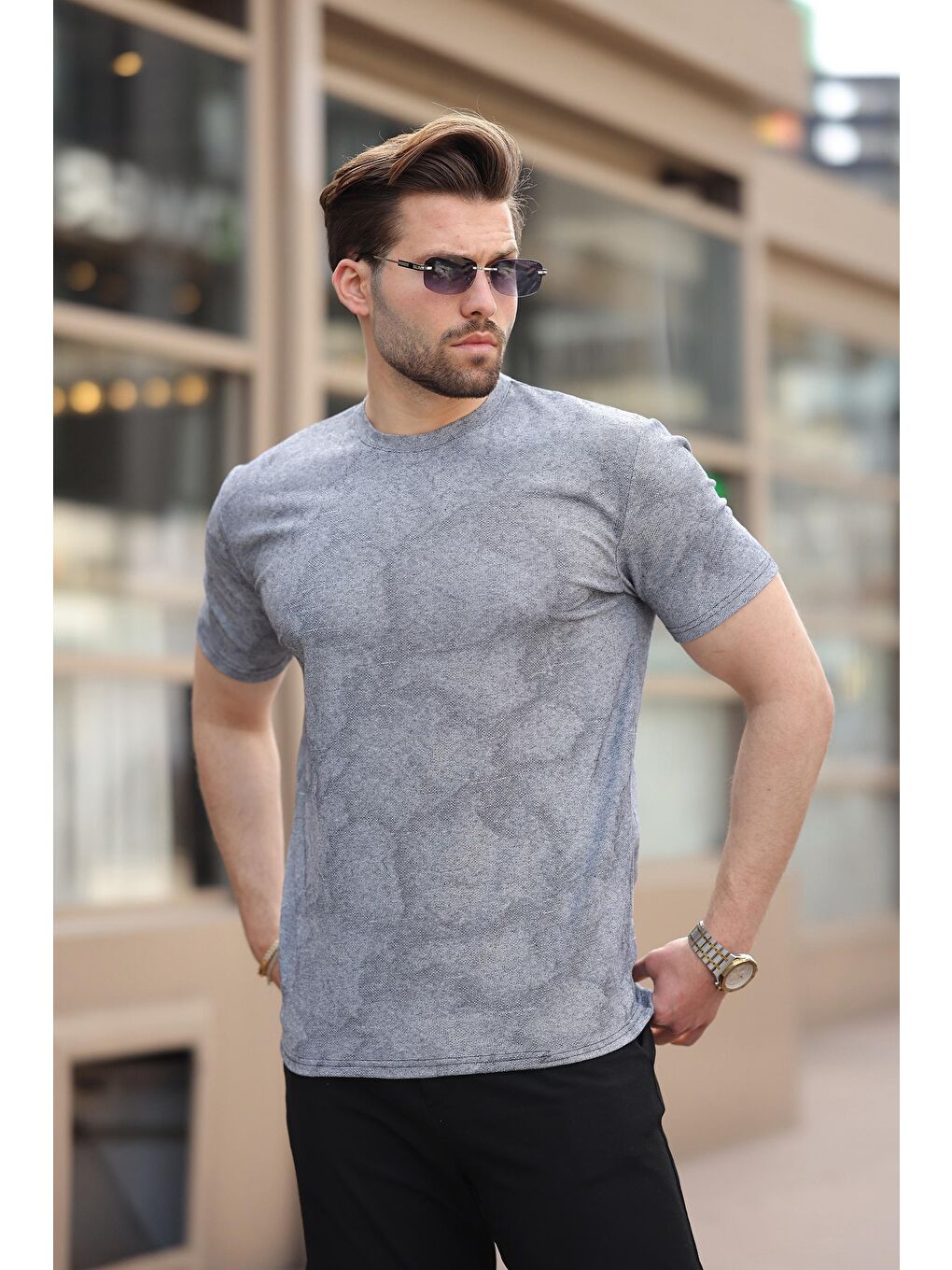 Lacivert Basic Erkek T-Shirt E7131-2