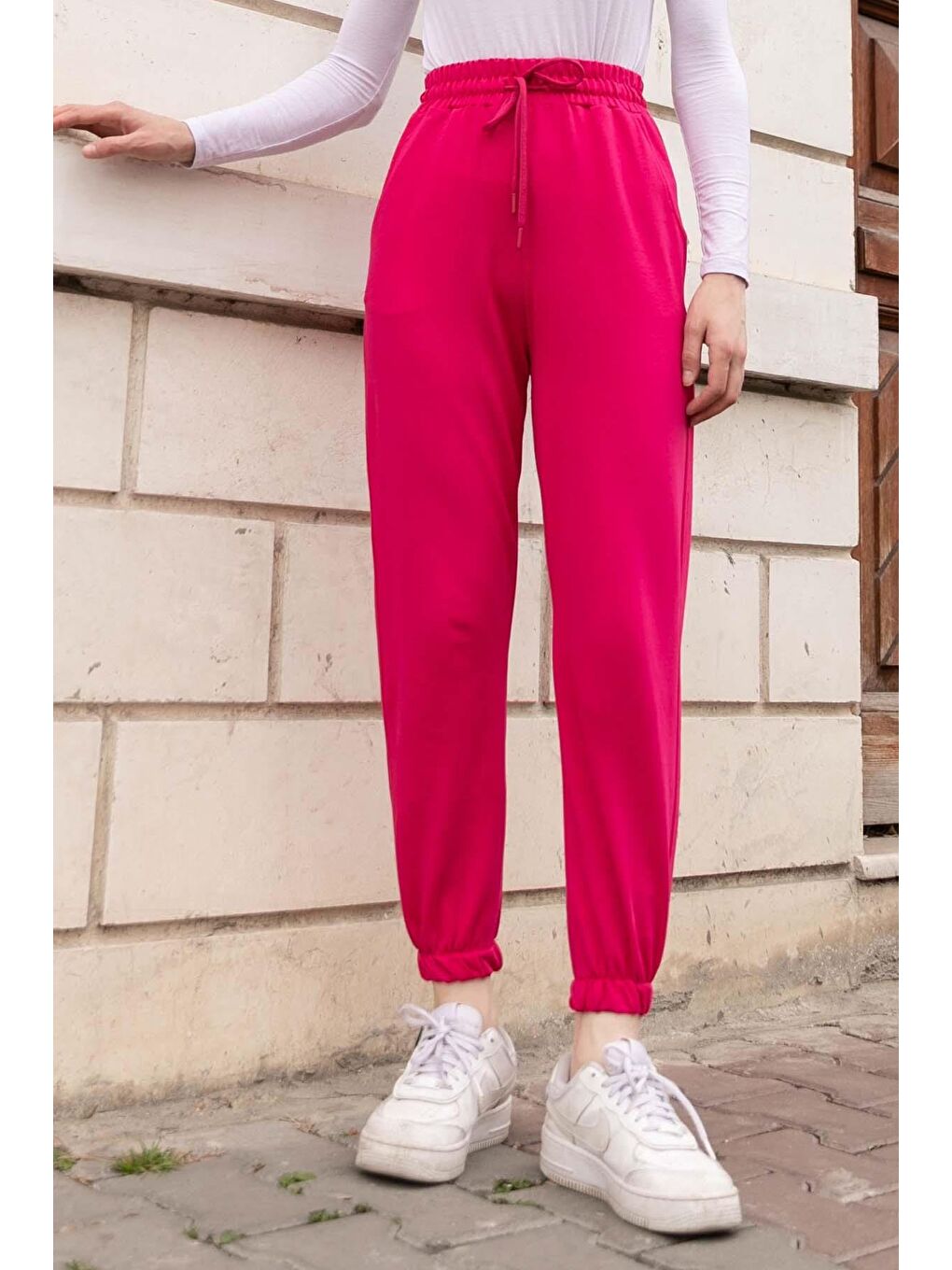 Paça Lastikli Eşofman Altı Fuşya-1