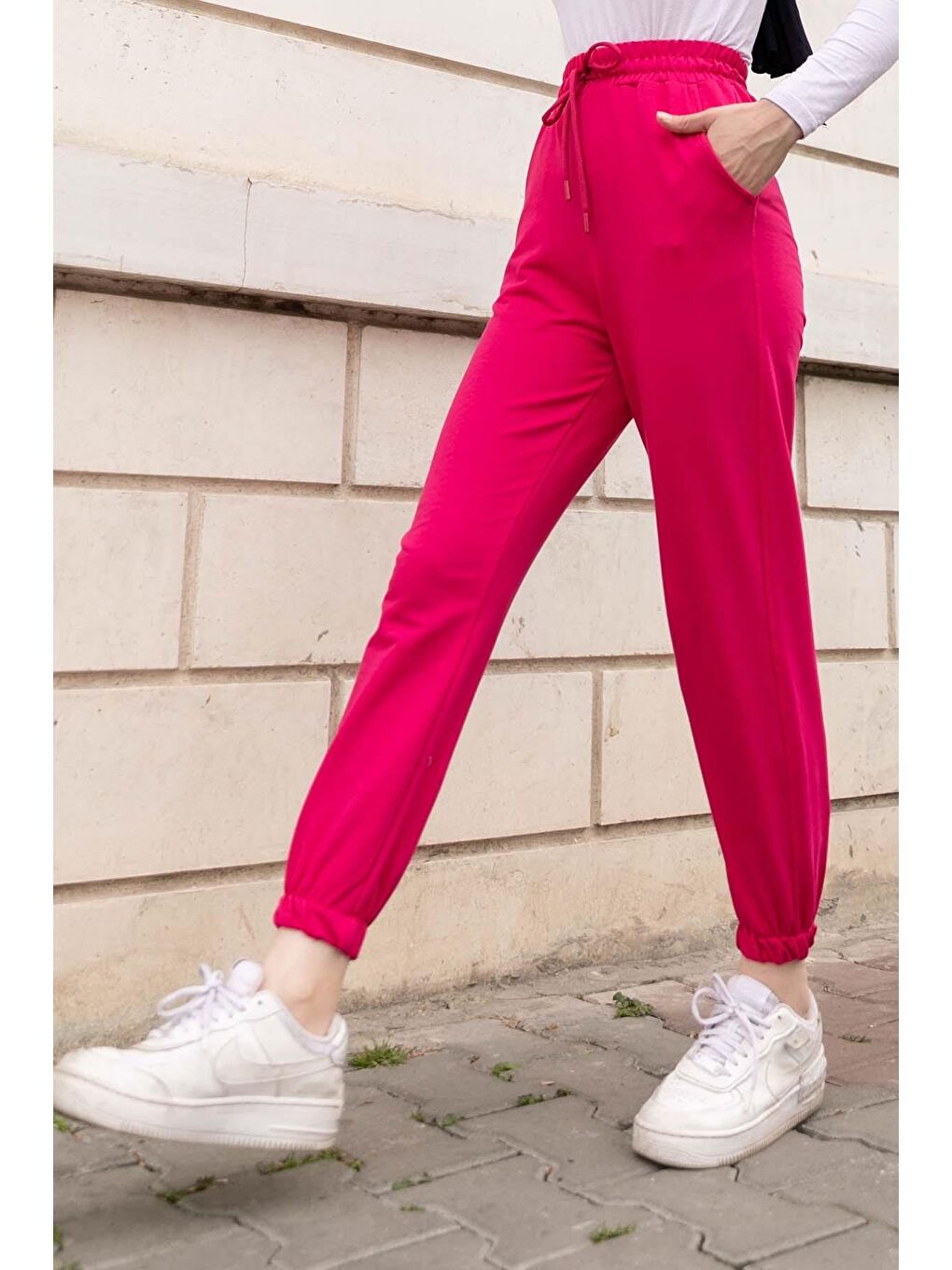 Paça Lastikli Eşofman Altı Fuşya-2