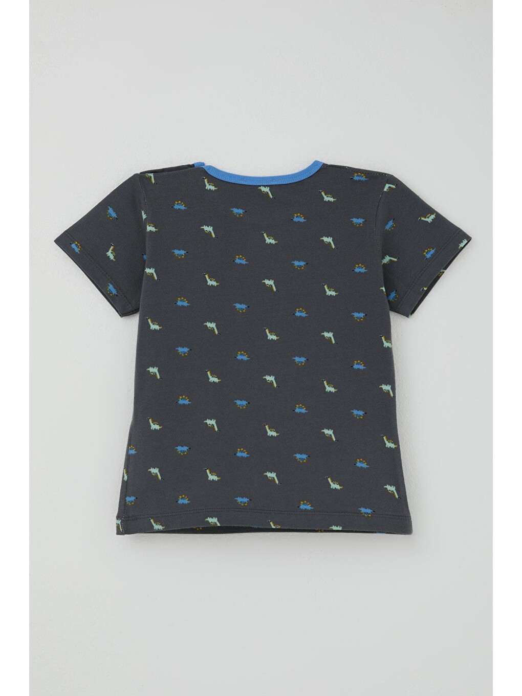Erkek Bebek Şortlu Pijama Takımı Renkli Dinozor Desenli Antrasit (9 Ay-3 Yaş)-5
