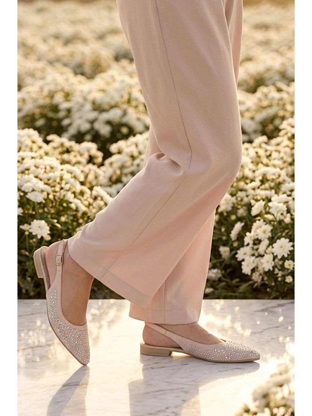 Bej Taş İşlemeli Kadın Abiye Ayakkabı 354230 Z-2