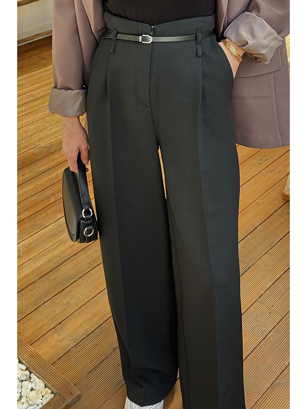 Yüksek Bel Pantolon Siyah-1