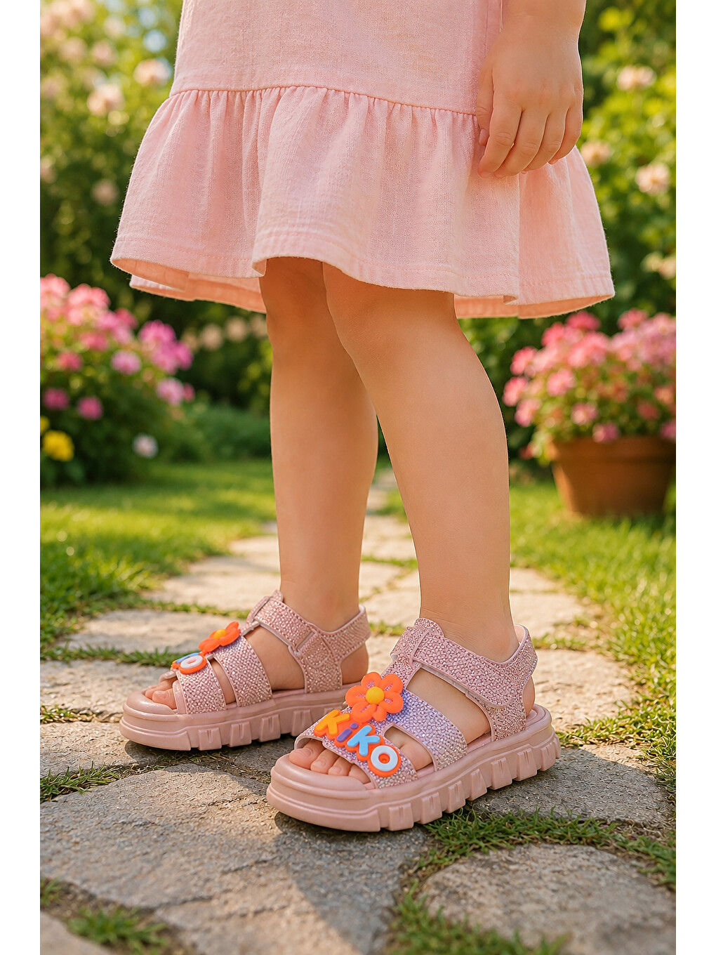Pembe Jelly Simli Hafif Taban Kız Çocuk Sandalet-2