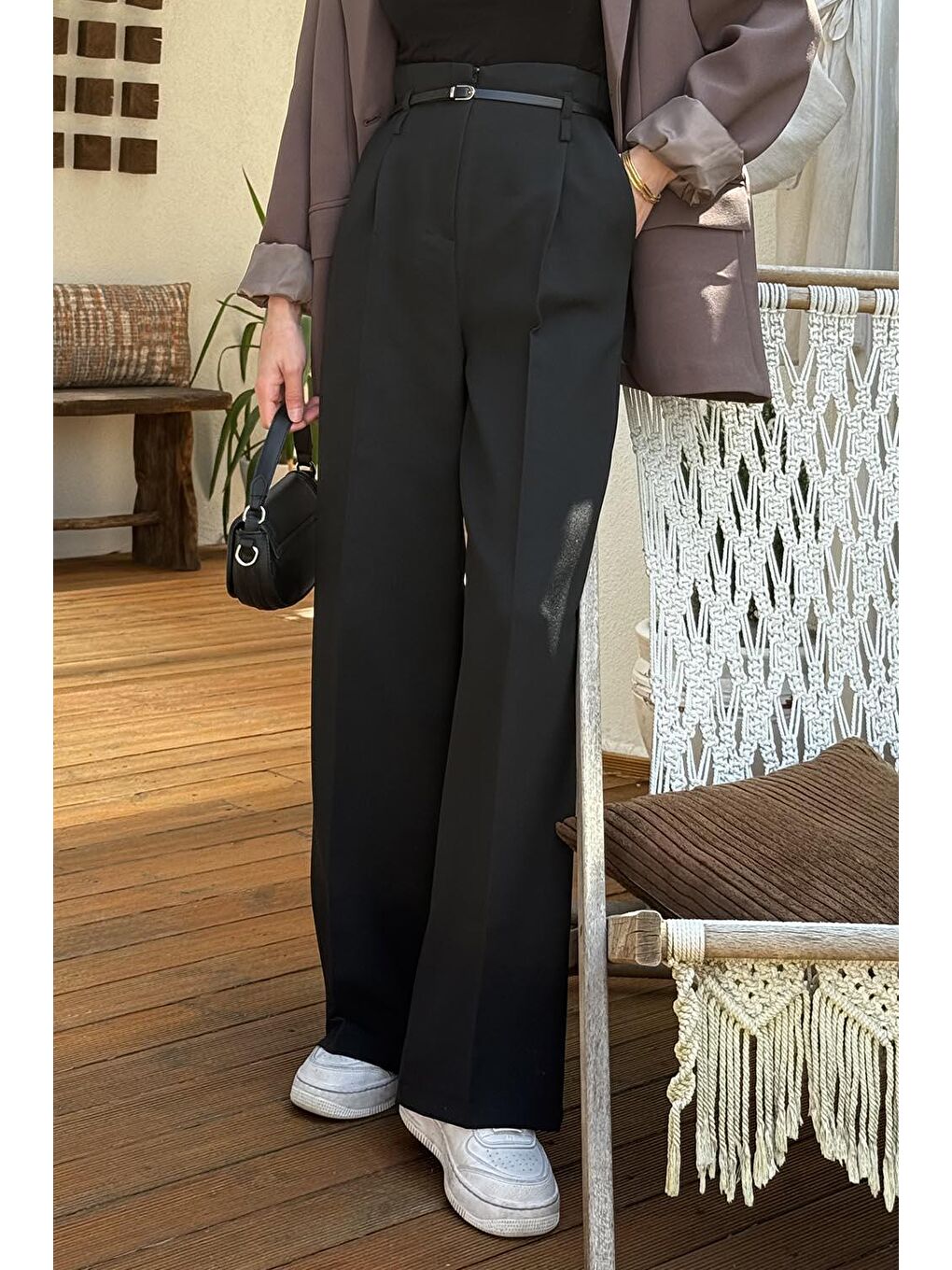 Yüksek Bel Pantolon Siyah-2