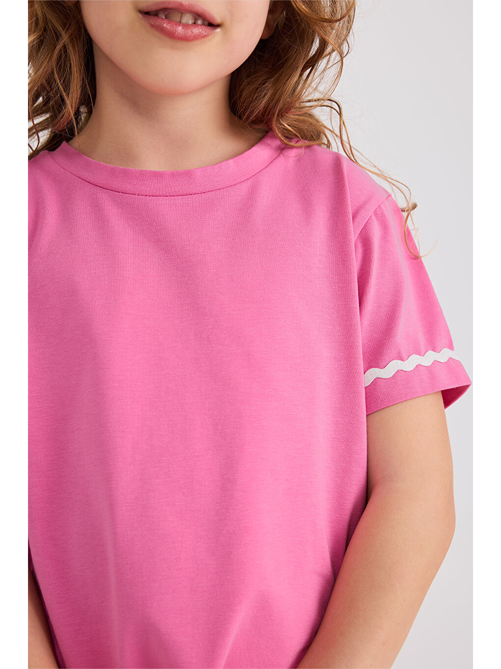 Kız Çocuk Kısa Kollu Pembe Tişört-1