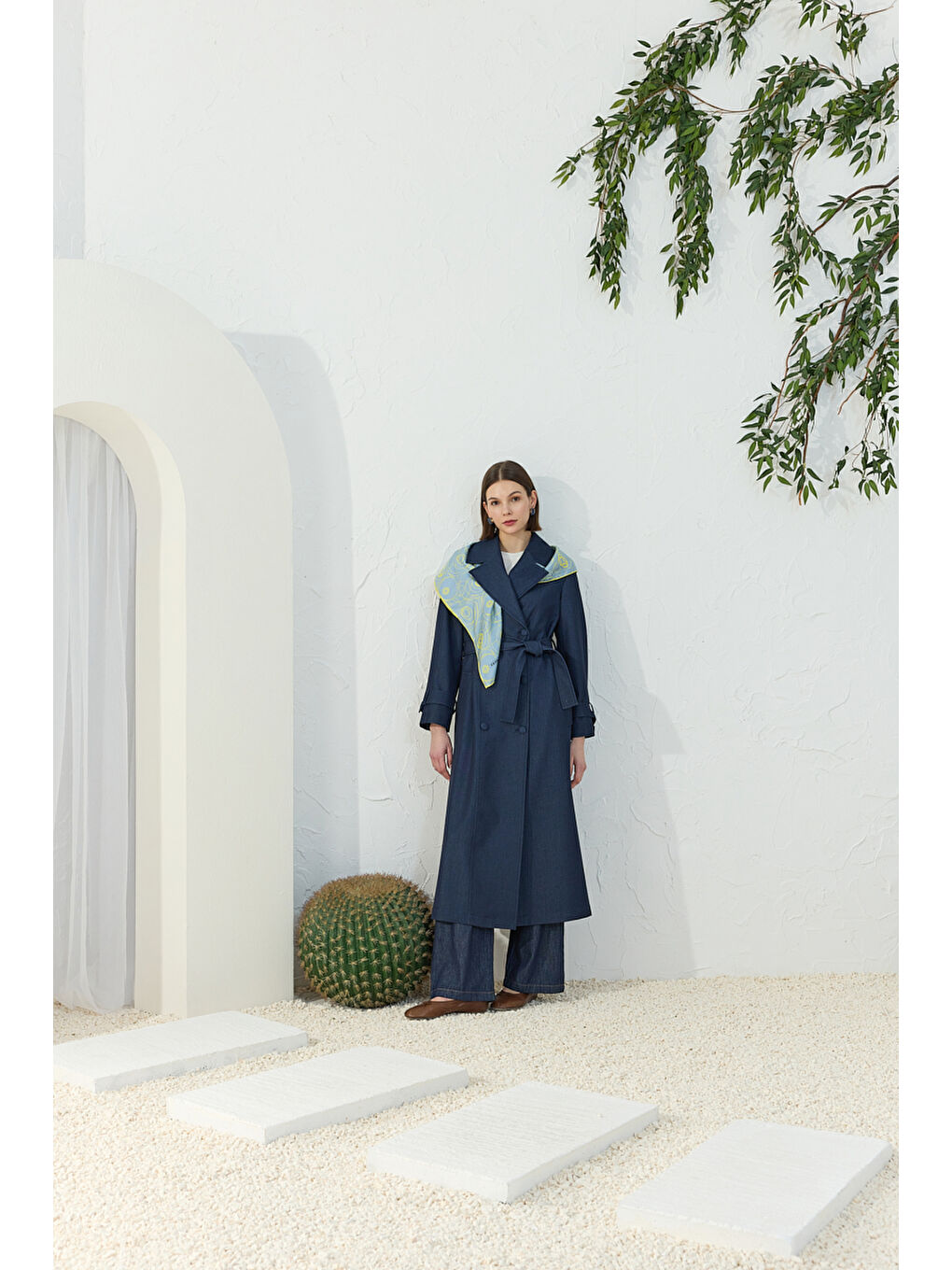 Lacivert Denim Trençkot