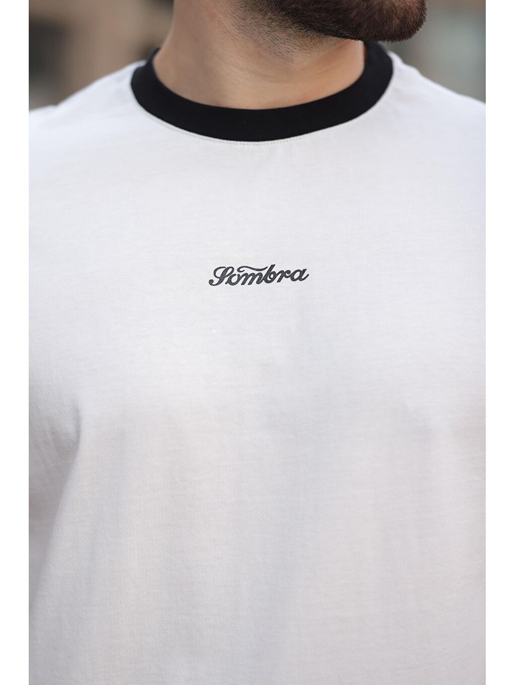 Ekru Baskılı %100 Pamuklu Erkek T-Shirt E7135-3