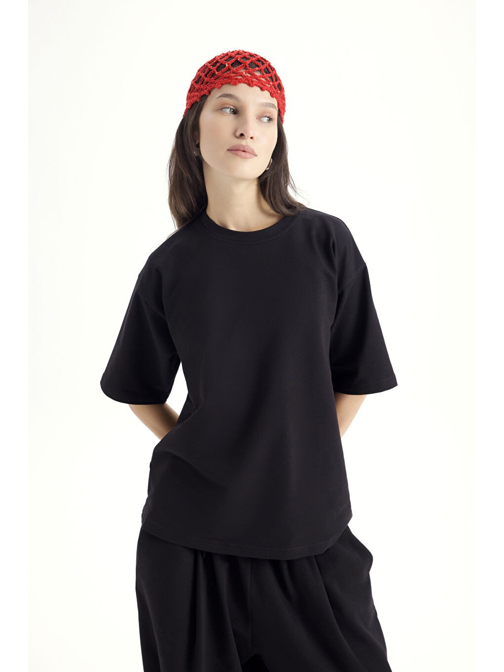 Bruges Oversize Siyah T-Shirt Eşofman Takım-3