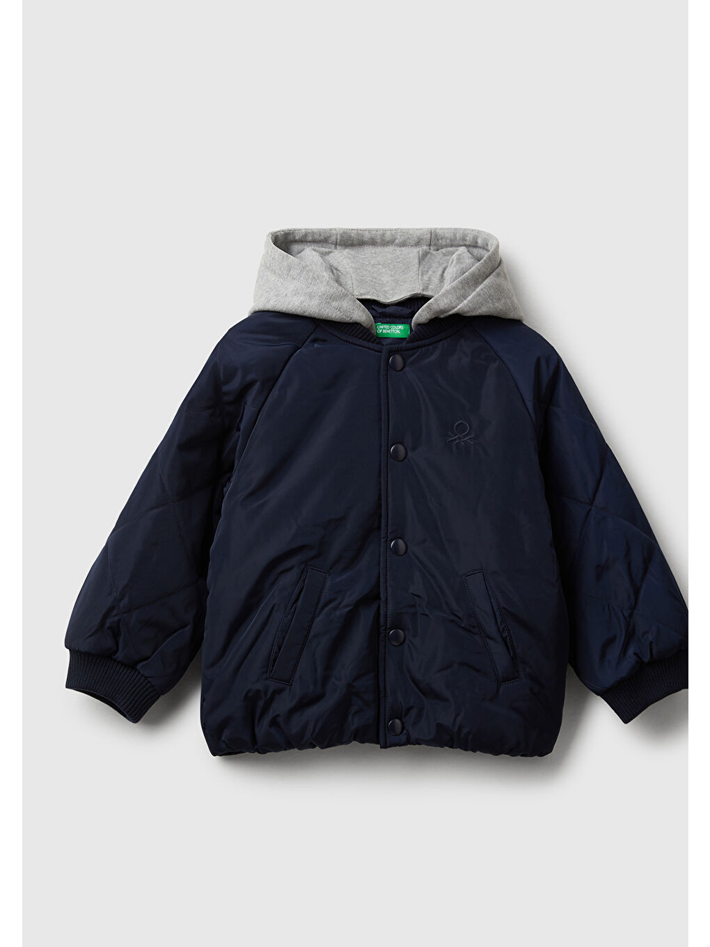 Erkek Çocuk Lacivert Logolu Kolu Kapitone Çıkarılabilir Kapüşonlu Bomber Ceket
