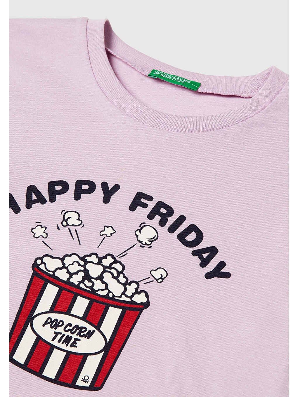 Kız Çocuk Lila Önü Baskılı Ribana Yakalı Relaxed Fit Uzun Kollu T-shirt-2