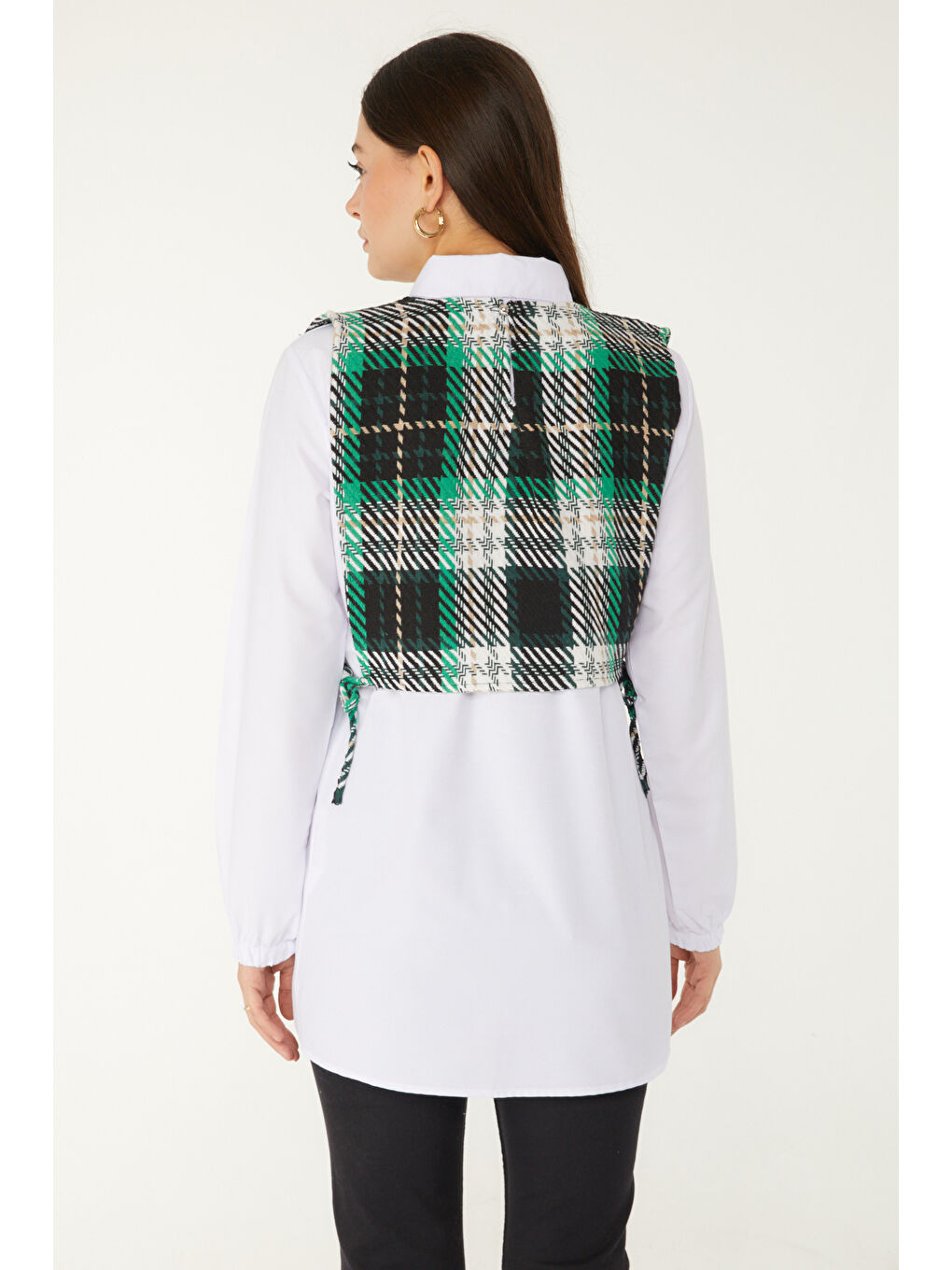 Yeşil Gömlek Yaka Kadın Yesil Gömlek Süveter İkili Takım - 13347-4