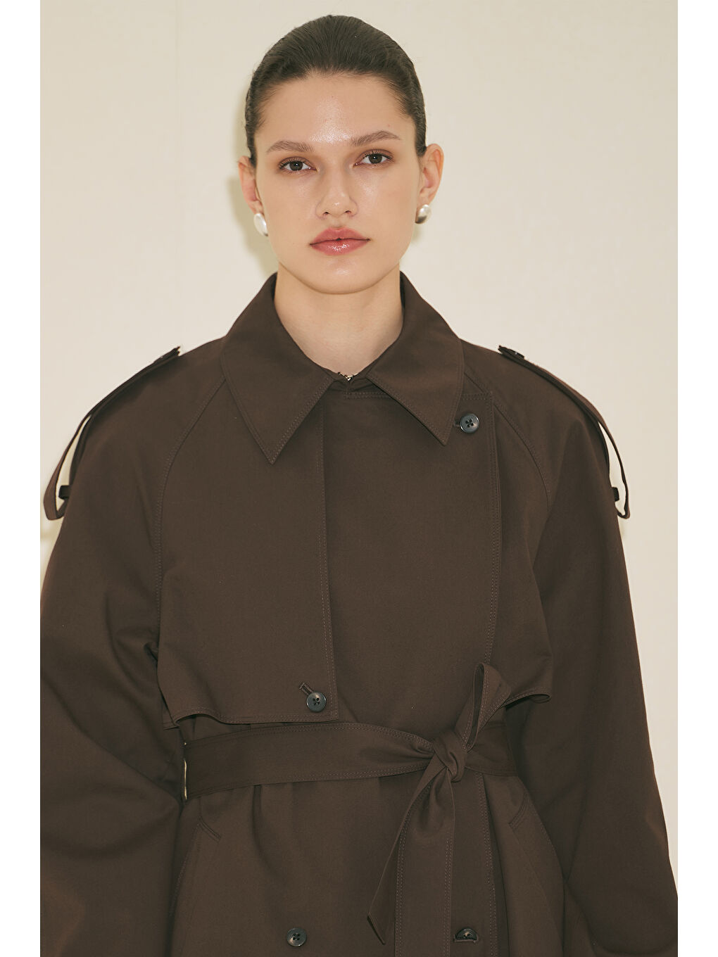 Malıa Çift Yakalı Trençkot Kahverengi-1