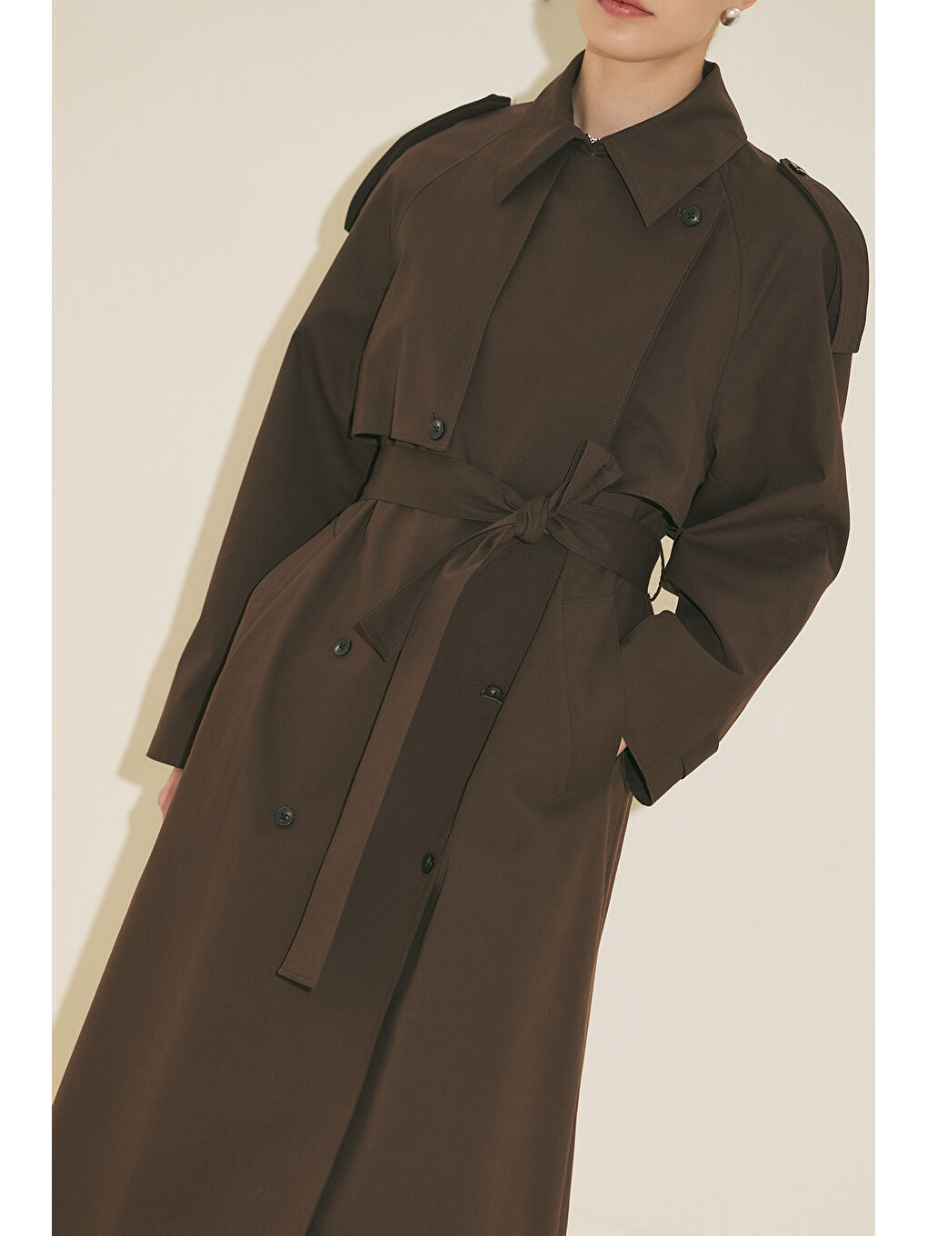 Malıa Çift Yakalı Trençkot Kahverengi-2