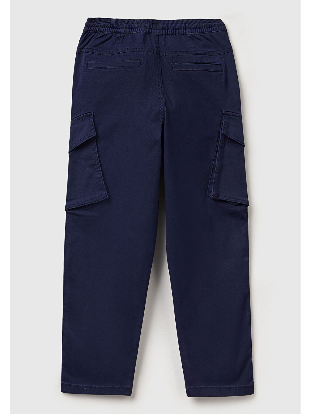 Erkek Çocuk Lacivert Logo Detaylı Büzgü İpli Streç Gabardin Kargo Pantolon-1