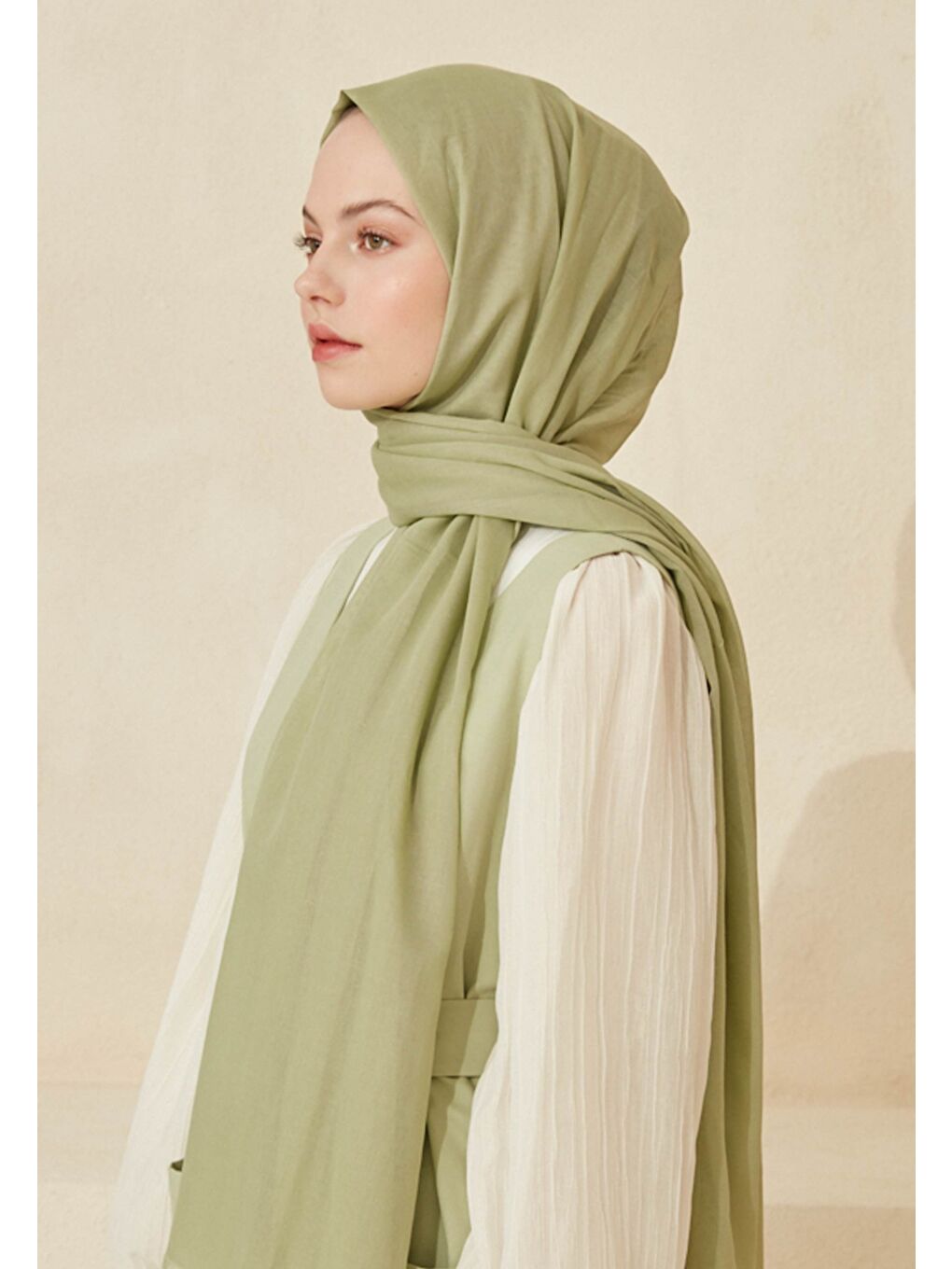 Yeşil İnce Pamuk Vual Şal Adaçayı-3