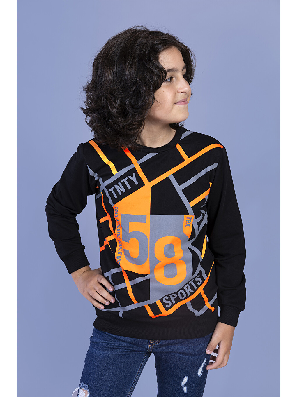 Siyah Erkek Çocuk Baskılı Sweatshirt-2