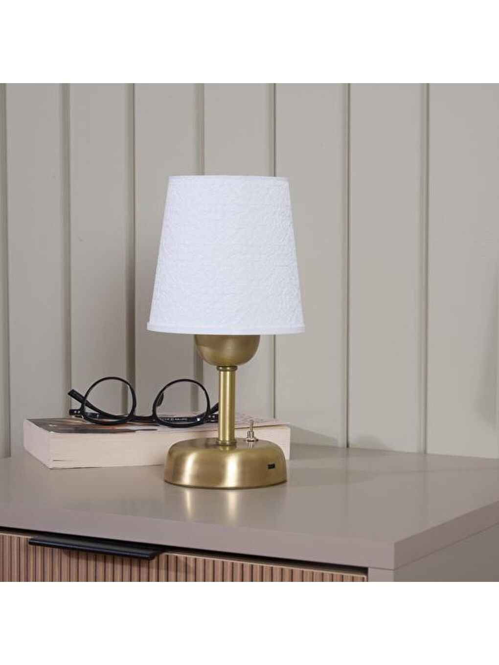 Ayaklı Abajur - Sarı / Beyaz - 24 cm-1