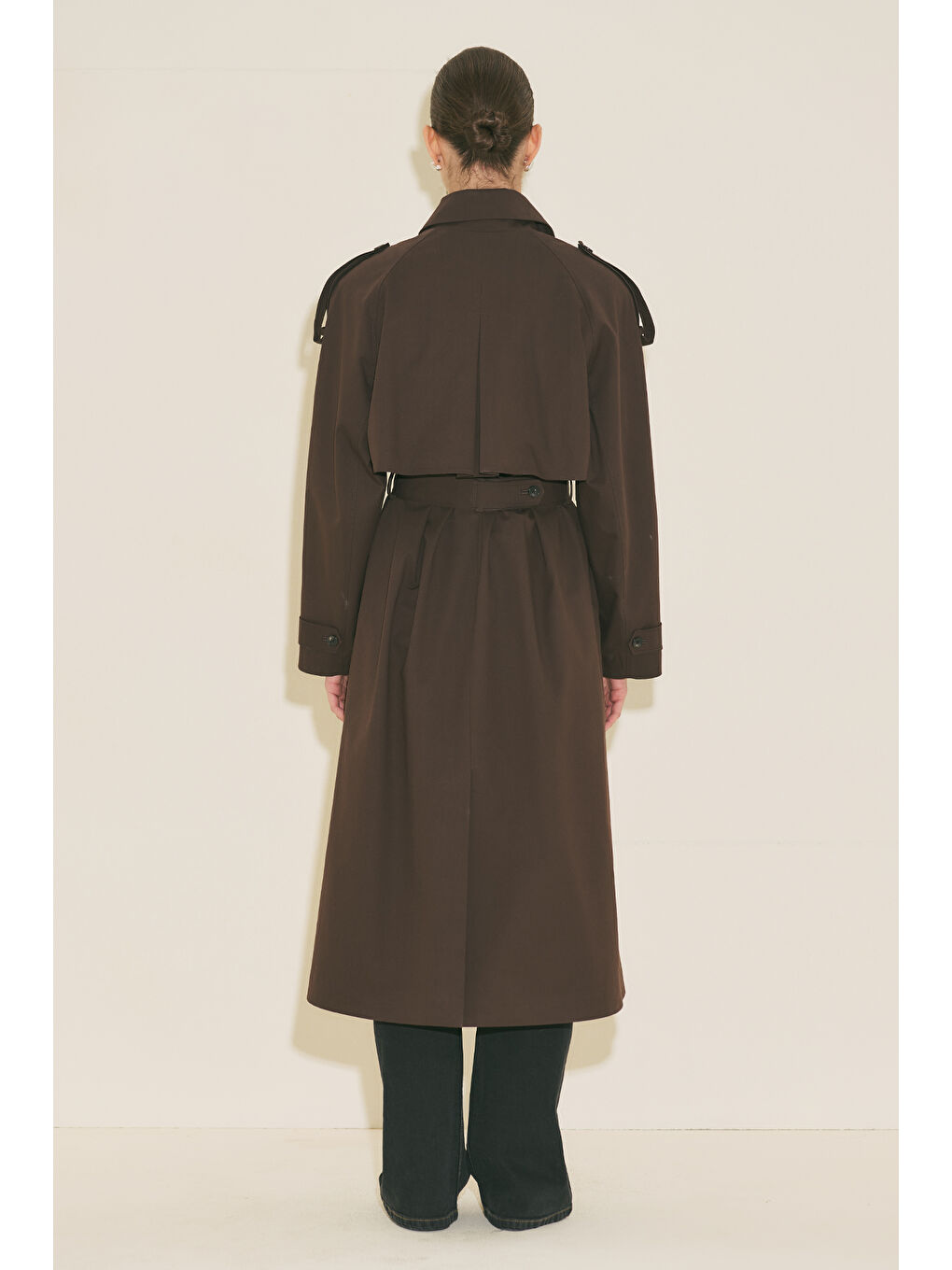 Malıa Çift Yakalı Trençkot Kahverengi-4